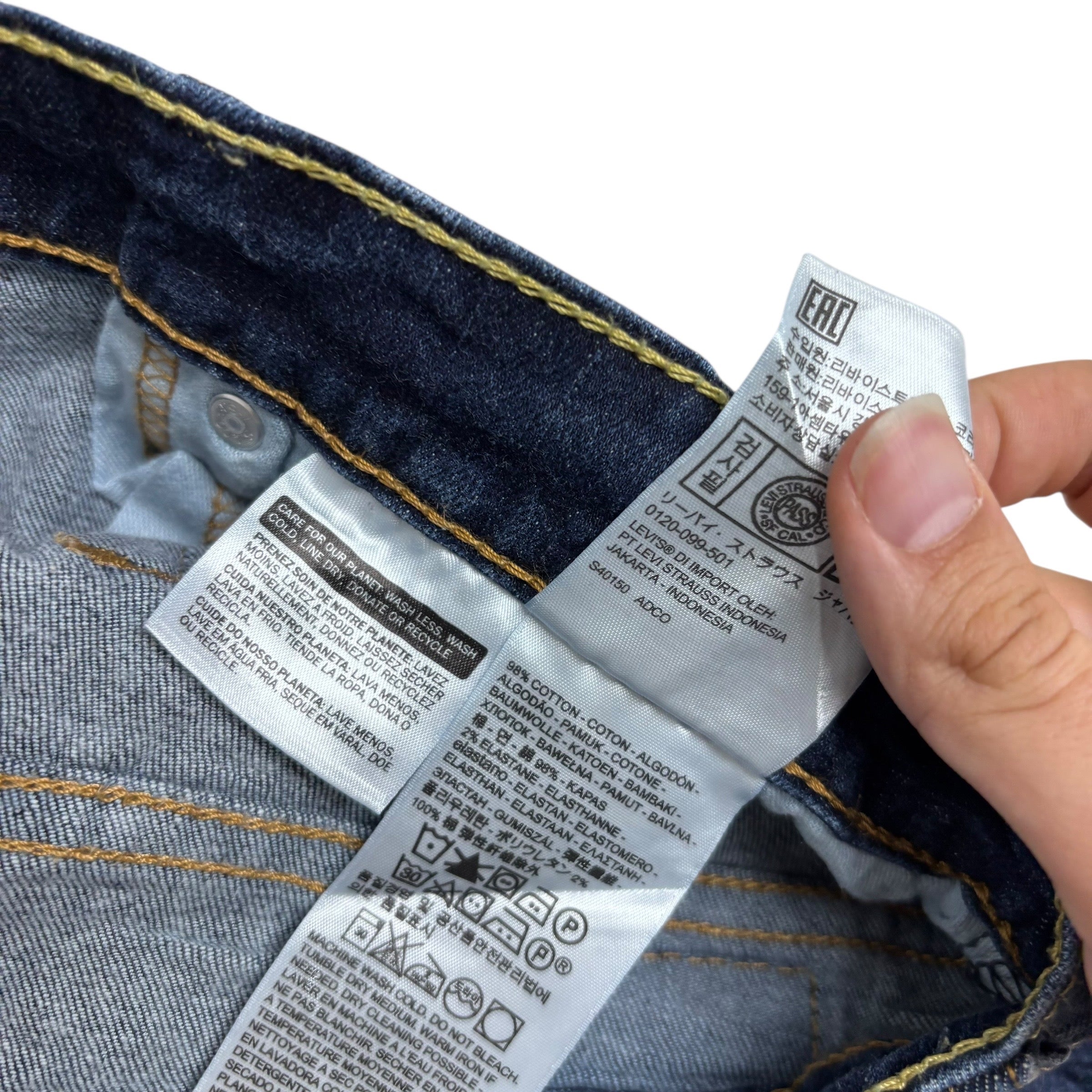 Levis 514 Jeans W36 L30 Mens Dark Blue Regular Straight Fit Stretch Denim (E)