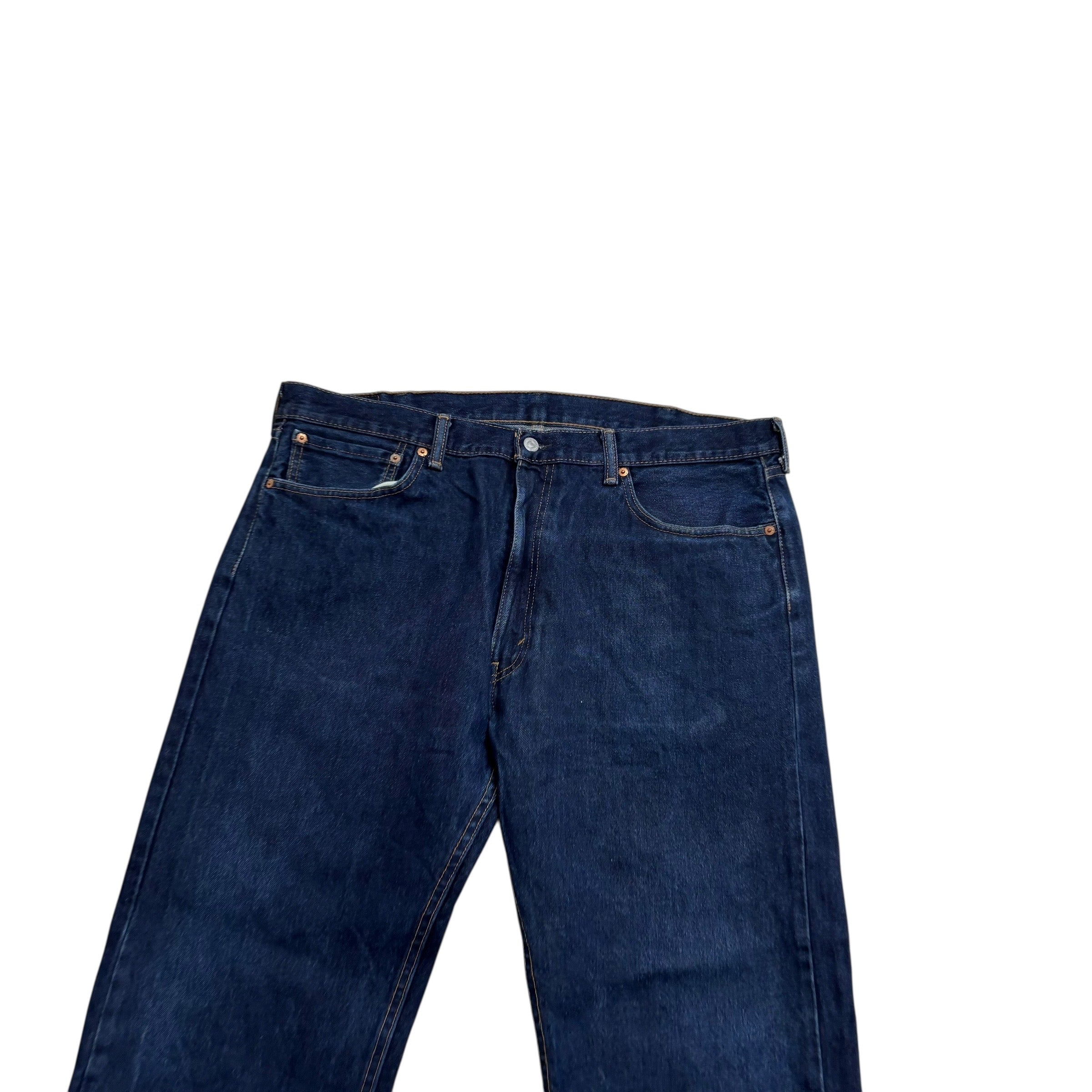 Levis 505 Jeans W40 L32 Mens Dark Blue Regular Straight Fit Denim (E)