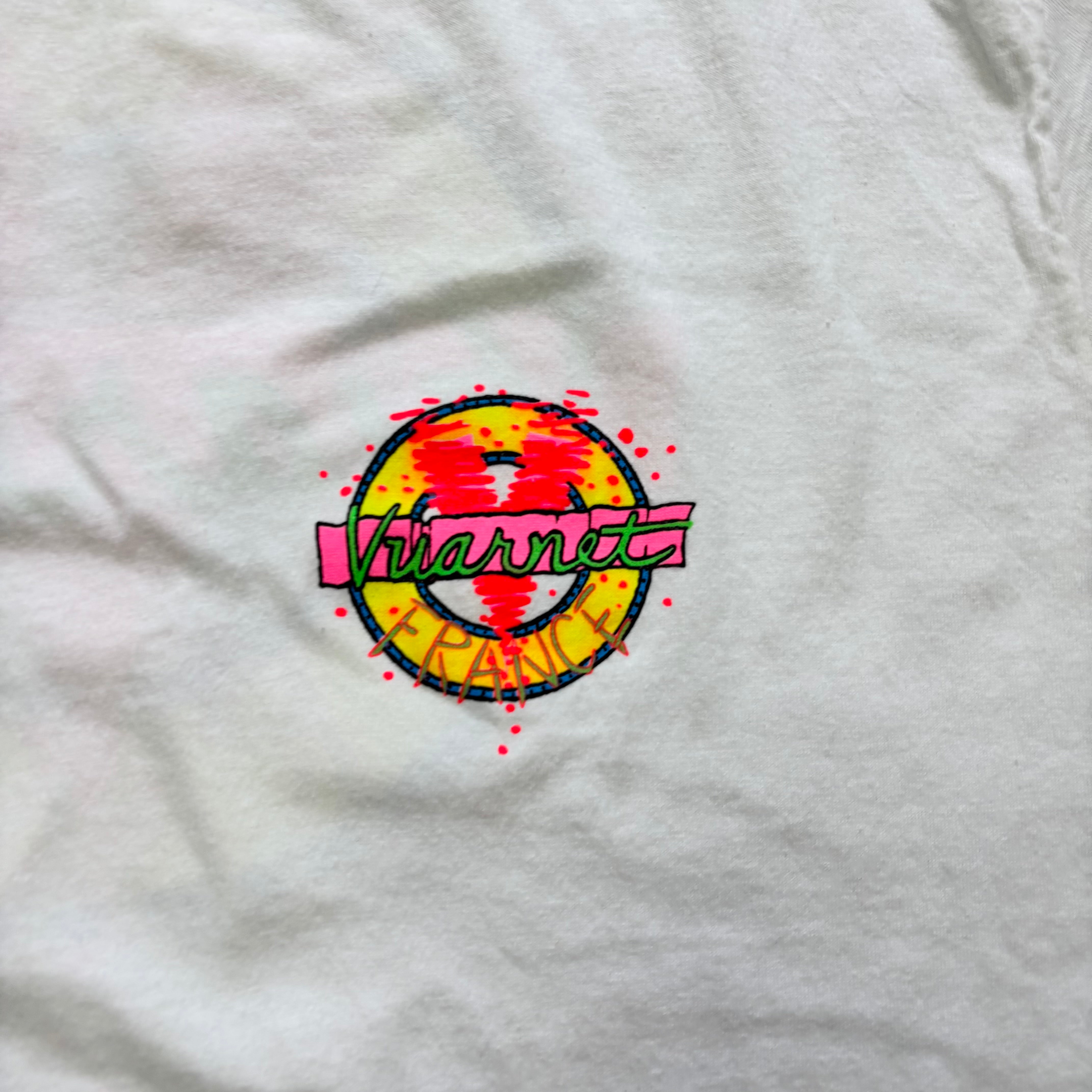 Vintage T Shirt Mens Large White Single Stitch Graphic Print 90s France