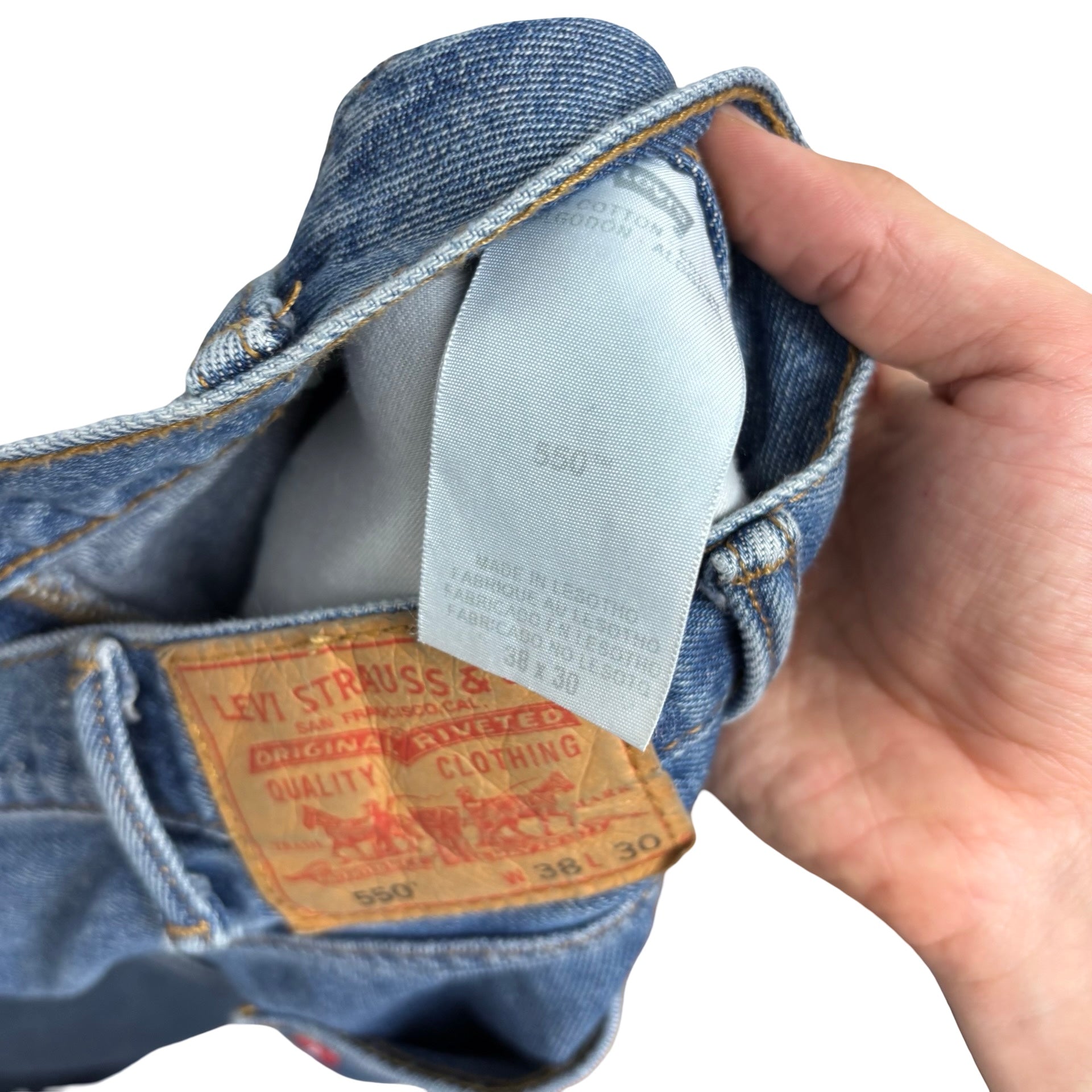 Levis 550 Jeans W38 L30 Mens Mid Blue Relaxed Straight Fit Vintage Denim (E)