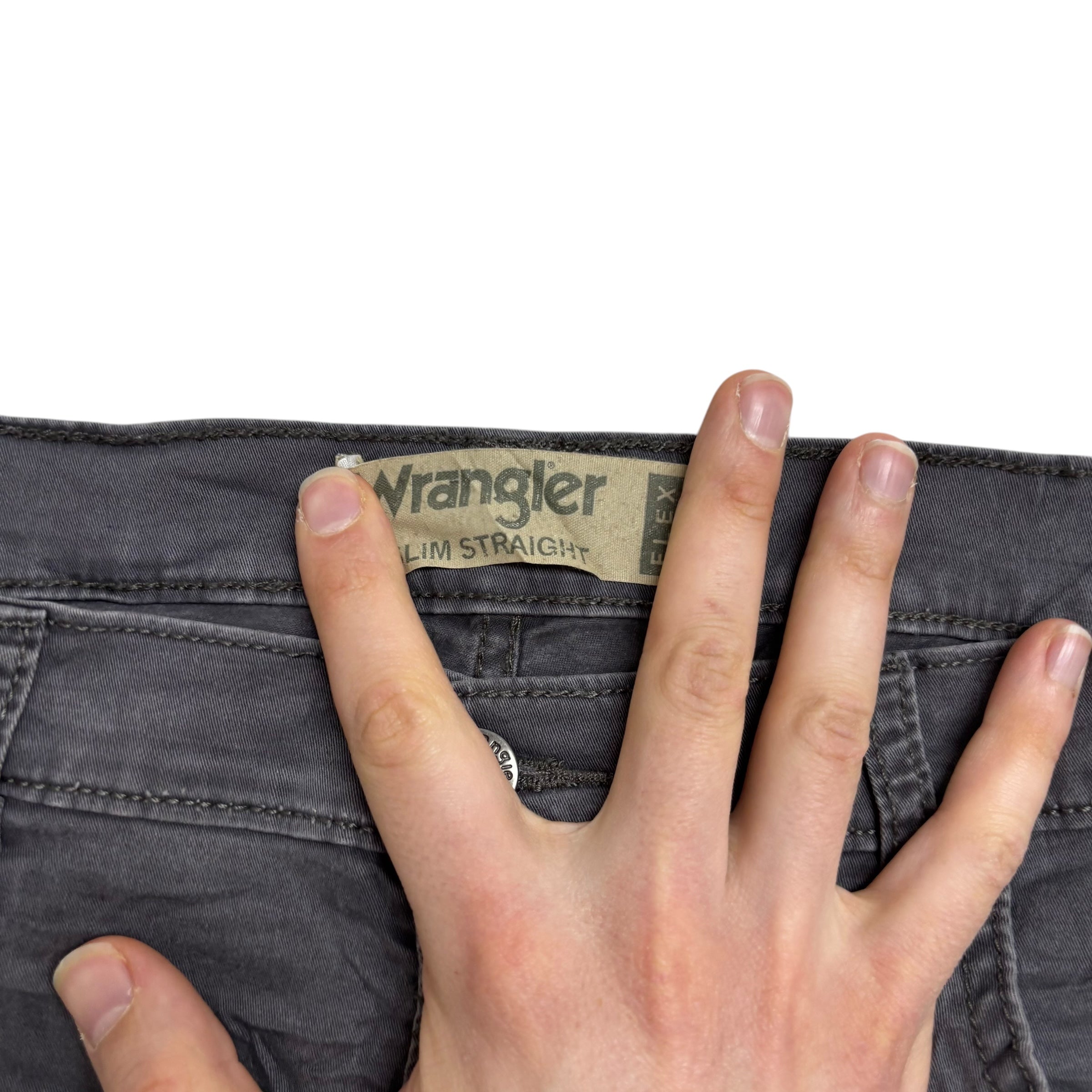 Wrangler Trousers W36 L30 Mens Grey Slim Straight Fit Stretch Cotton Pants
