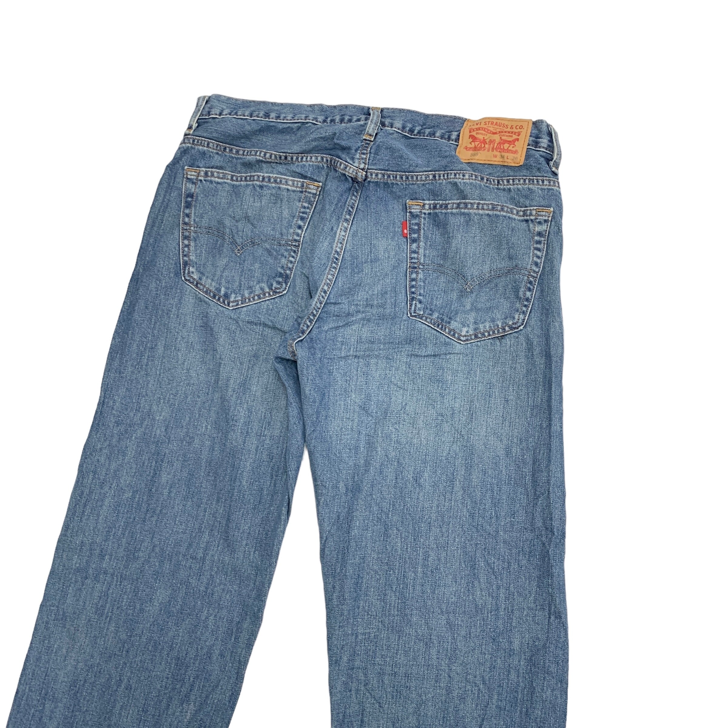 Levis 569 Jeans W34 L36 Mens Mid Blue Baggy Relaxed Fit Denim