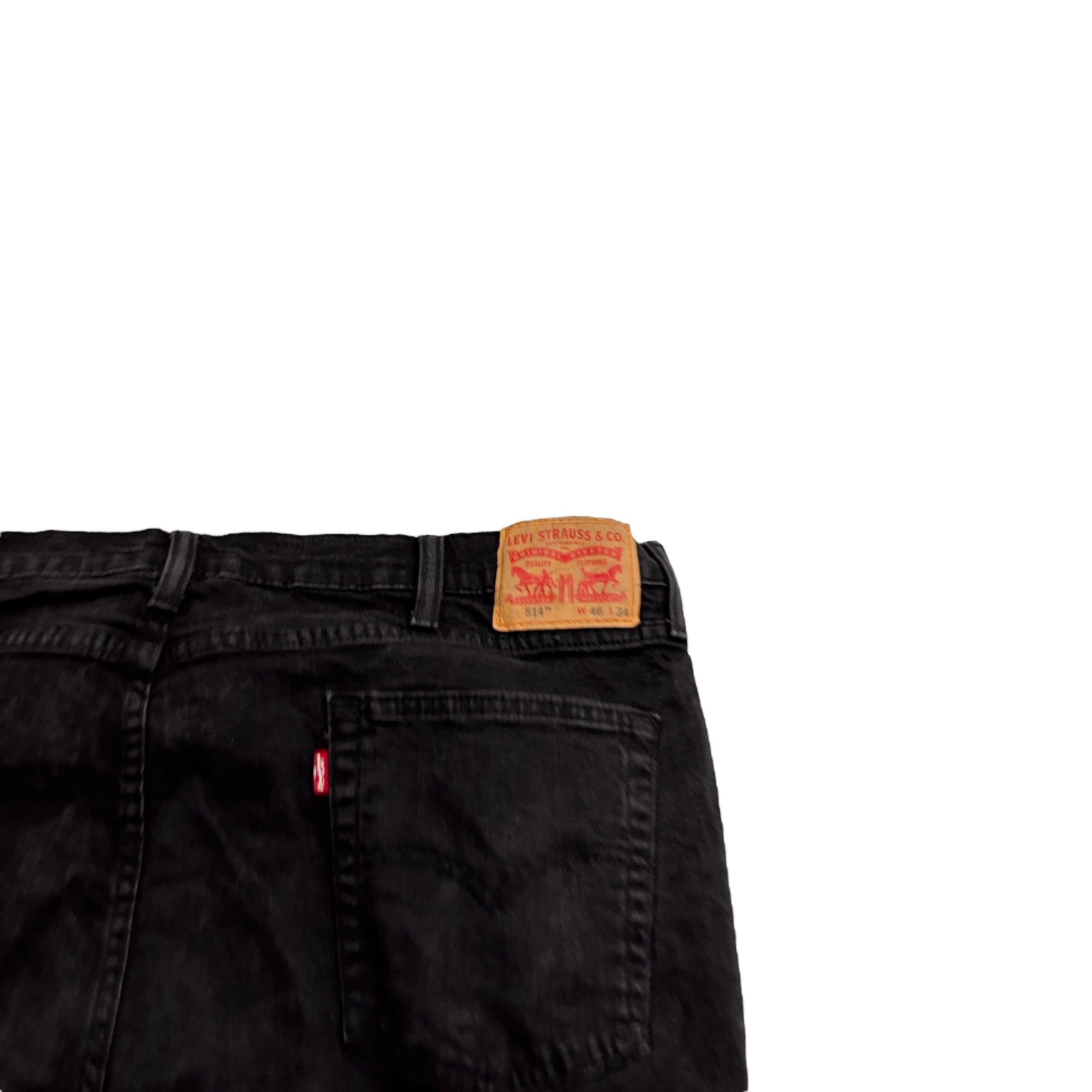 Levis 514 Jeans W44 L33 Mens Black Regular Straight Fit Stretch Denim (E)