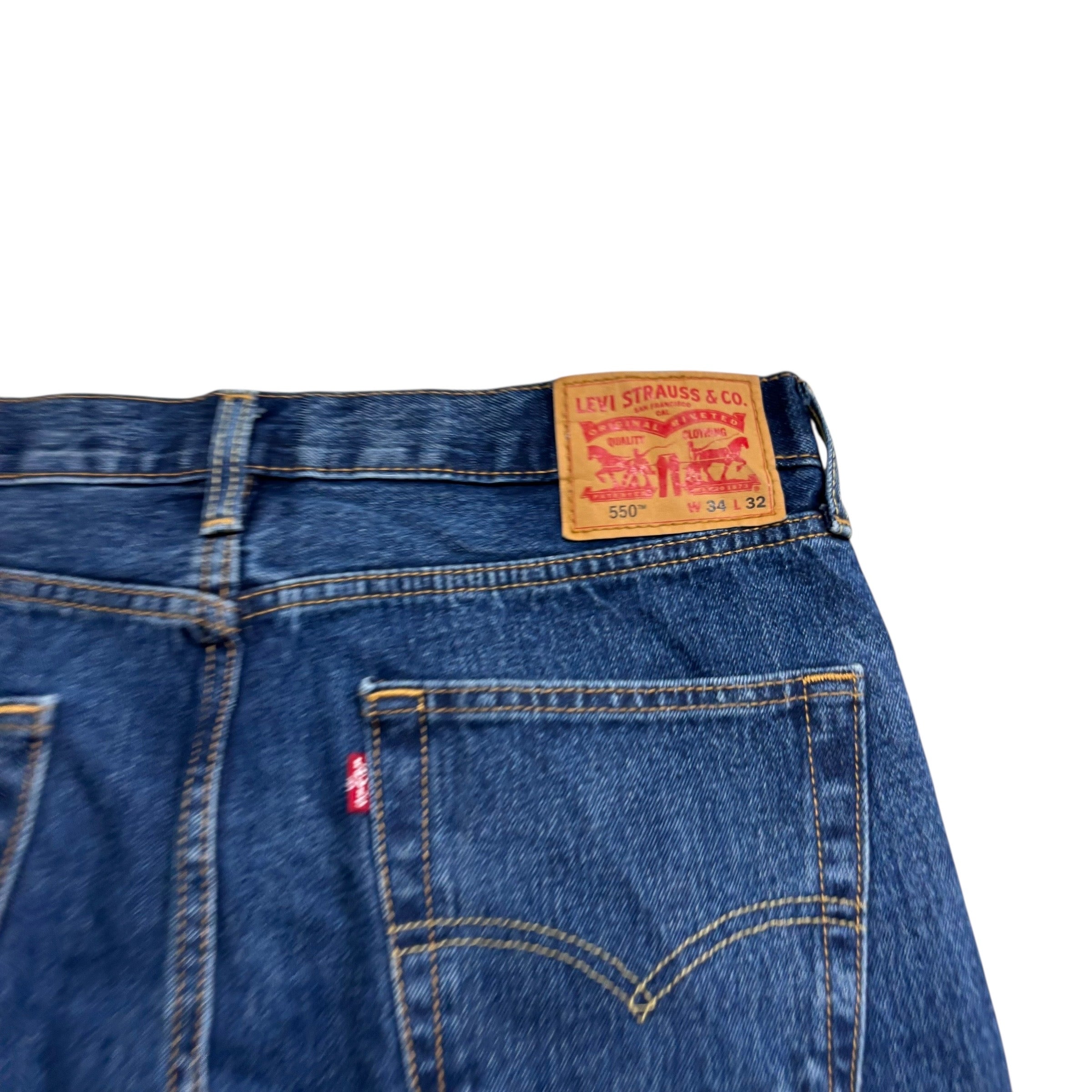 Levis 550 Jeans W34 L32 Mens Mid Blue Baggy Relaxed Straight Fit Denim (E)