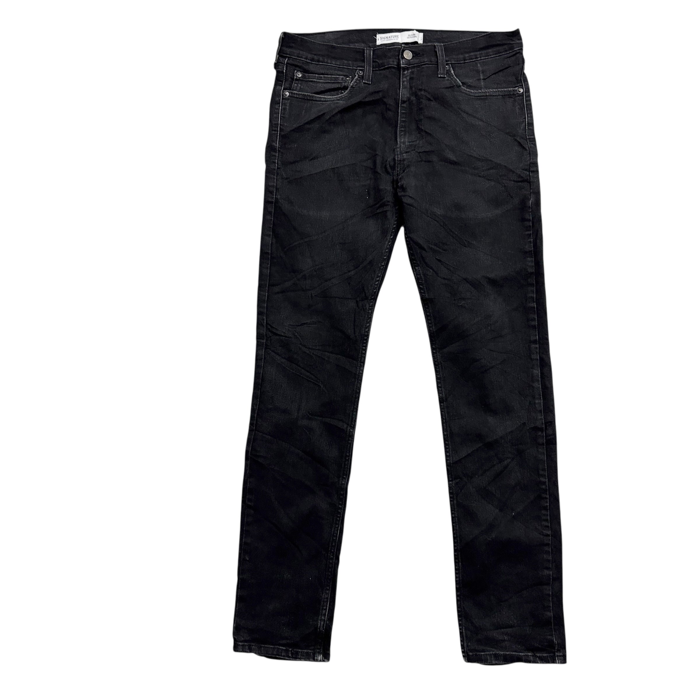 Levis Signature Jeans W34 L32 Mens Black Skinny Fit Stretch Denim