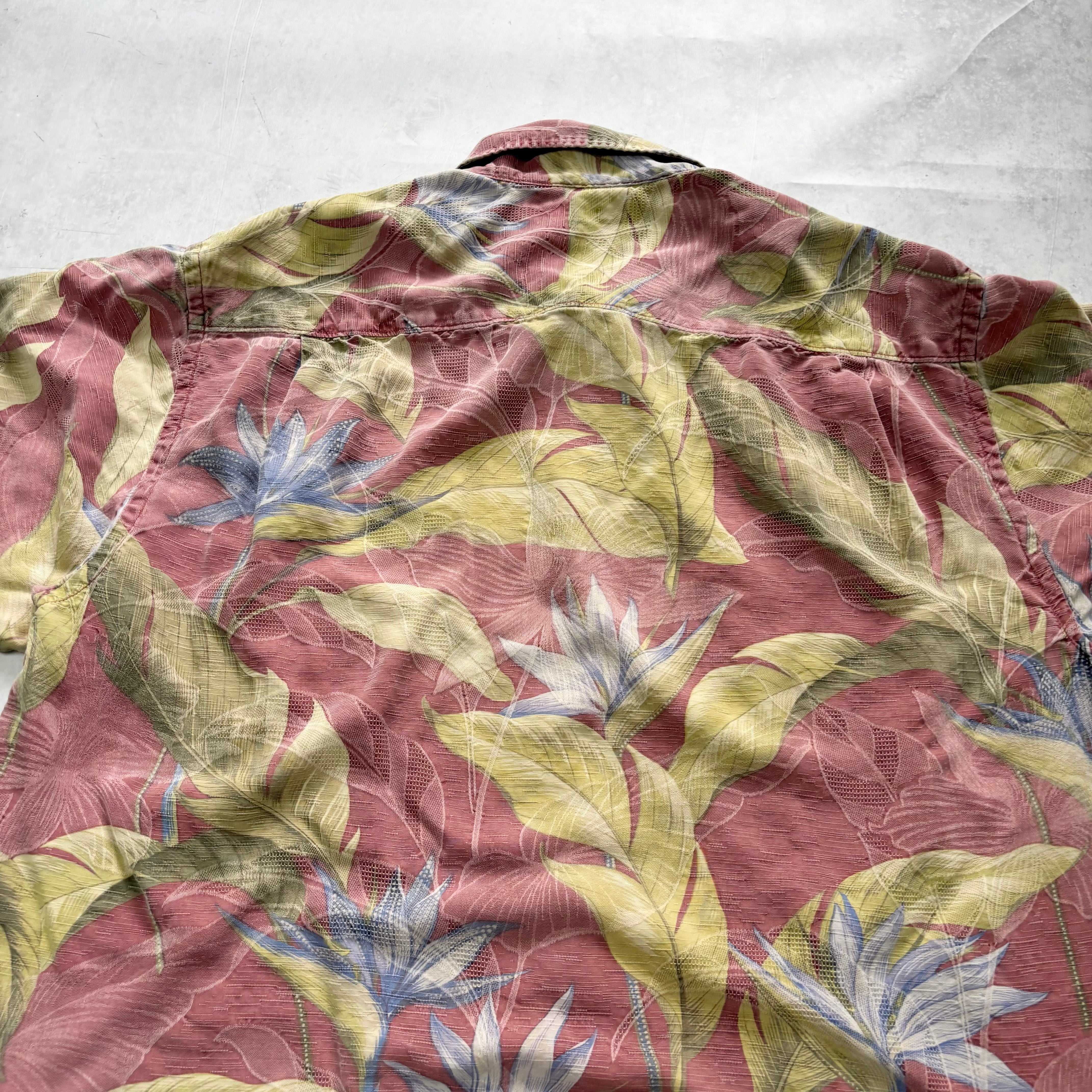 Vintage Hawaiian Shirt Mens XL Red Floral Aloha Short Sleeve Silk (E)