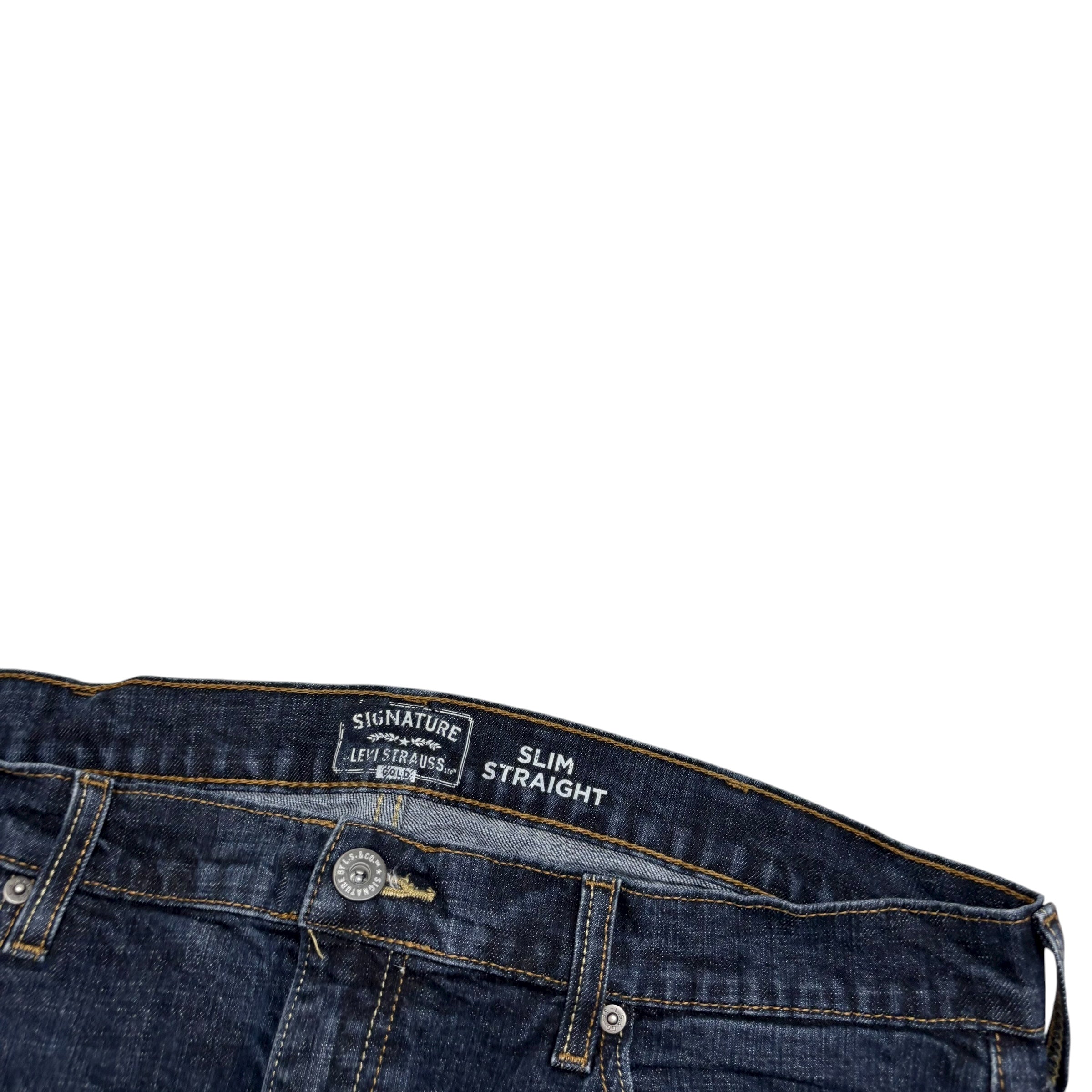 Levis Signature Jeans W38 L34 Mens Dark Blue Slim Straight Fit Stretch (F)