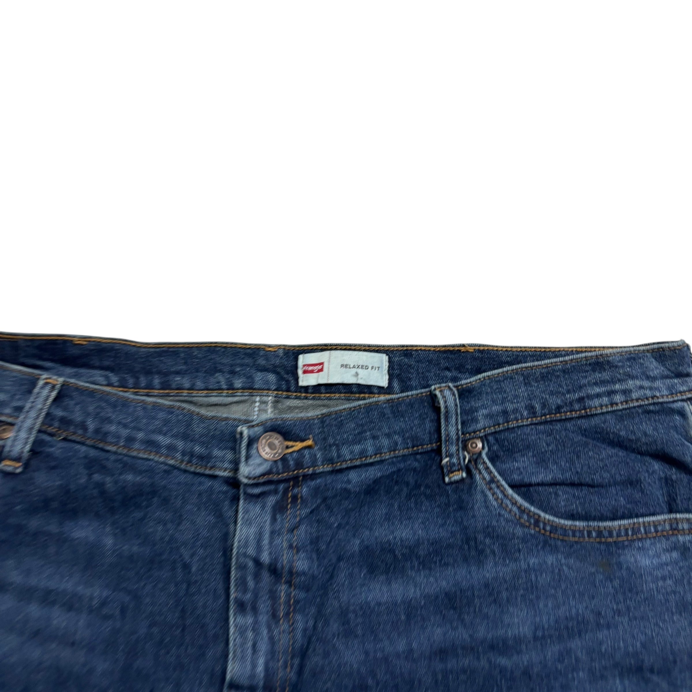 Wrangler Jeans W42 L30 Mens Dark Blue Relaxed Straight Fit Stretch Denim (E)