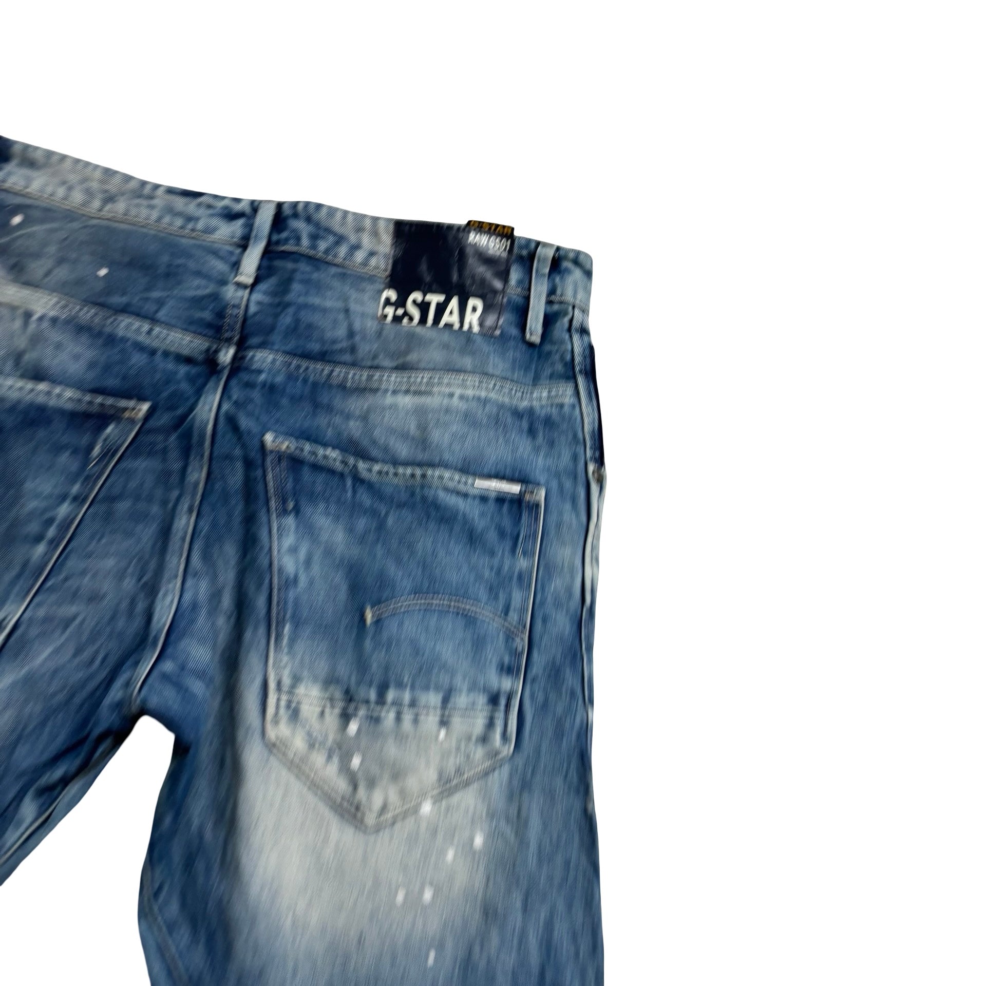 G Star Raw ARC 3D Loose Tapered Jeans W34 L34 Mens Mid Blue Distressed