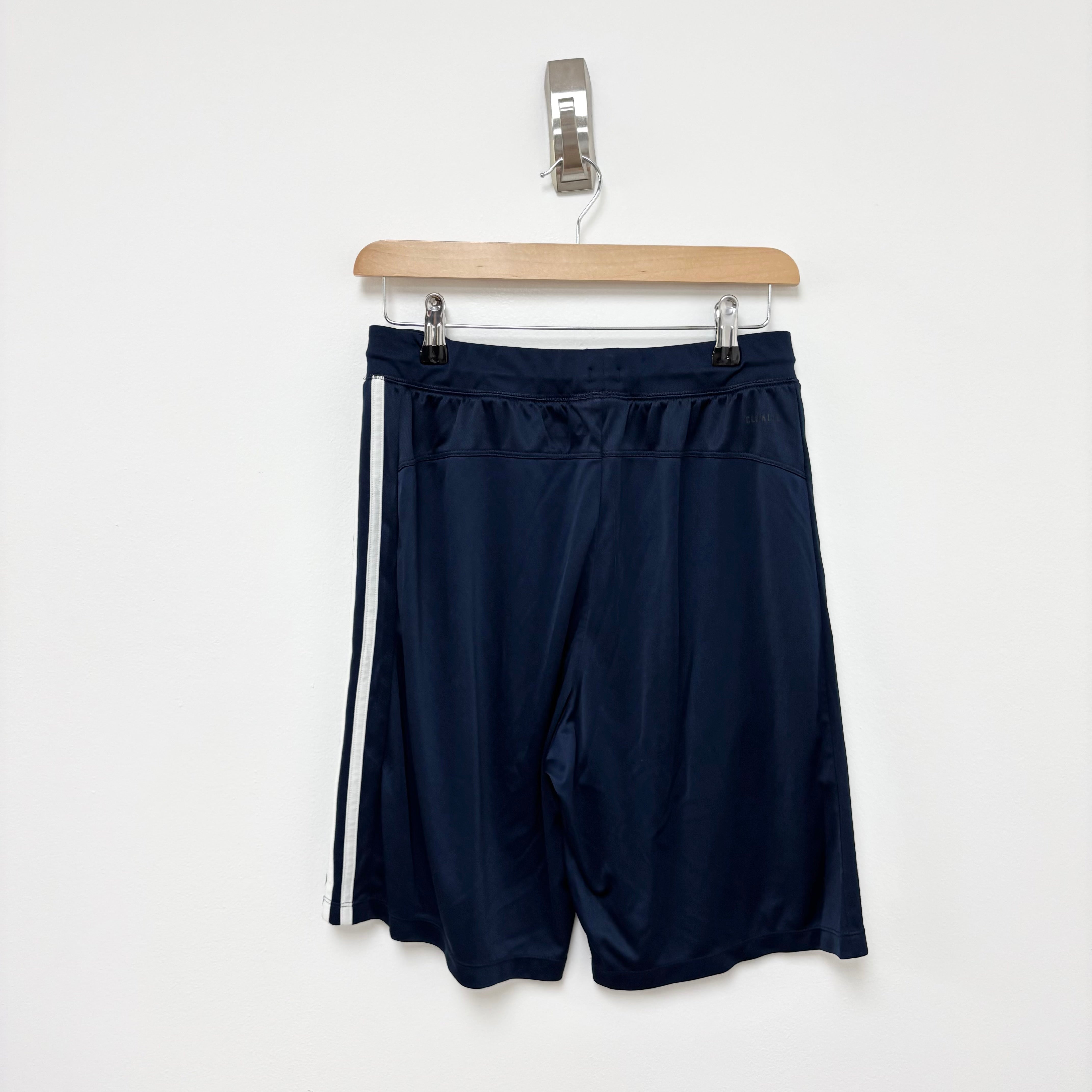 Adidas Shorts Mens Medium Navy Blue Sports Running Gym Athletic Pockets (E)