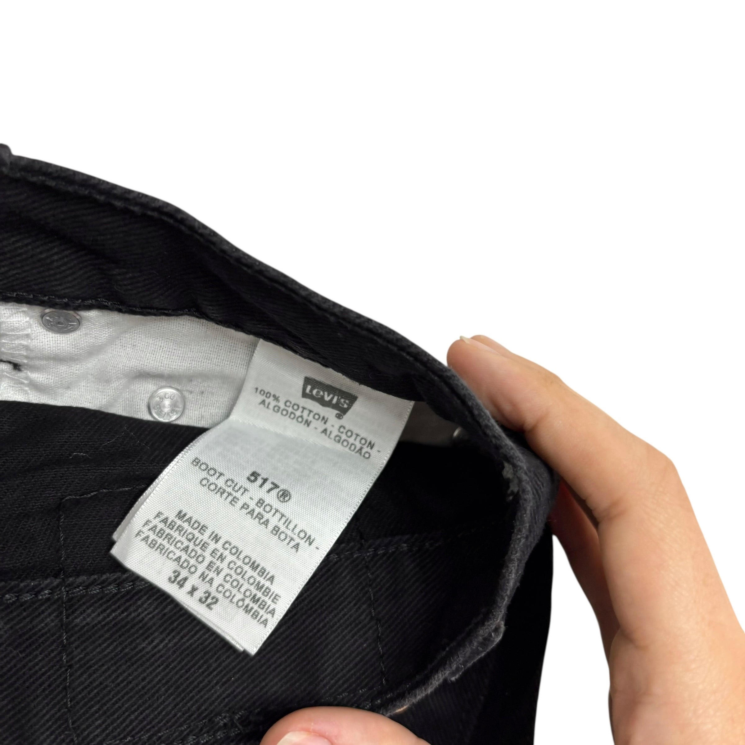 Levis 517 Jeans W34 L32 Mens Black Regular Bootcut Fit Vintage Denim (E)