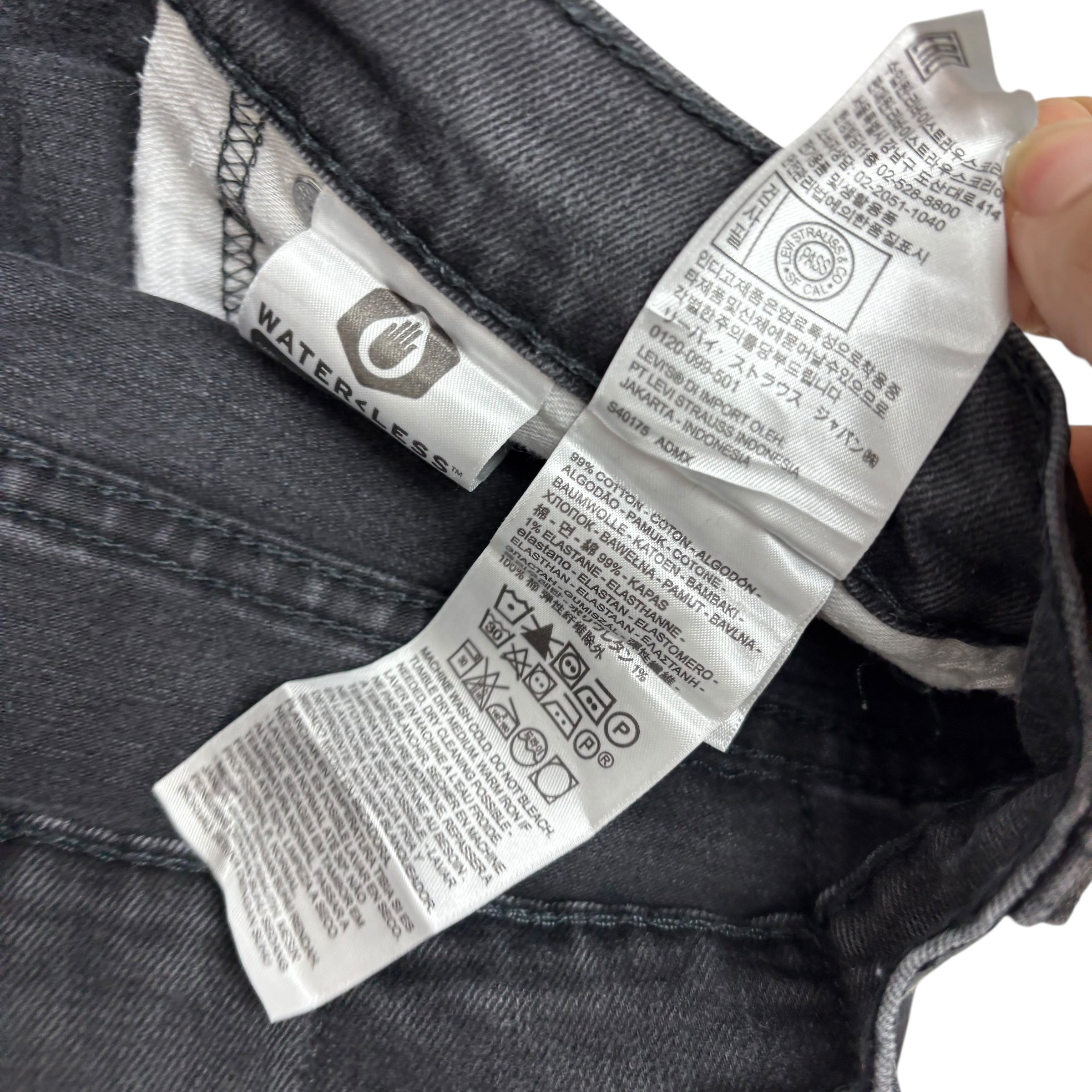 Levis 512 Jeans W32 L29 Mens Black Slim Tapered Fit Stretch Denim (F)