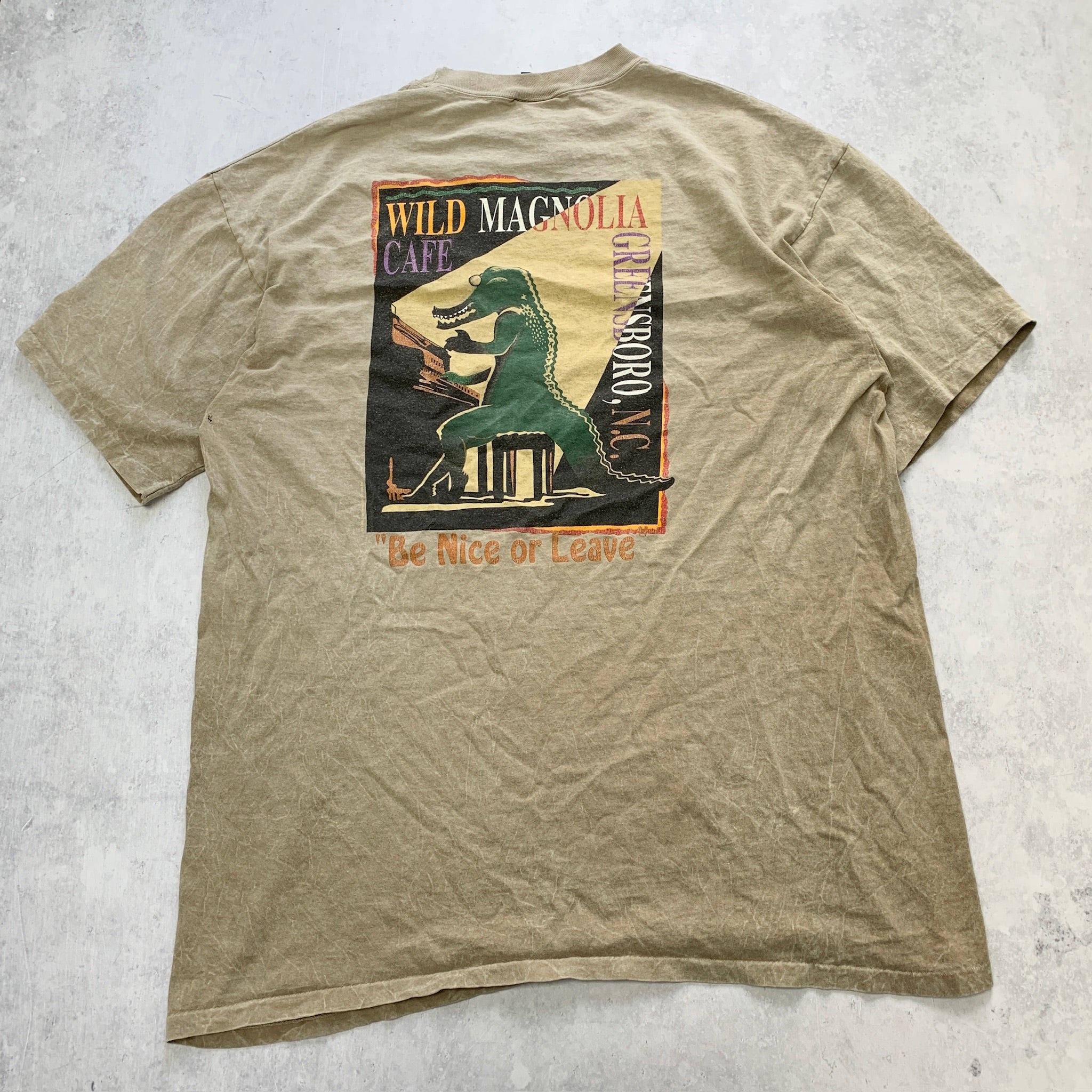 Vintage T Shirt Mens XL Tan Beige Single Stitch Graphic Print 90s USA Tourist