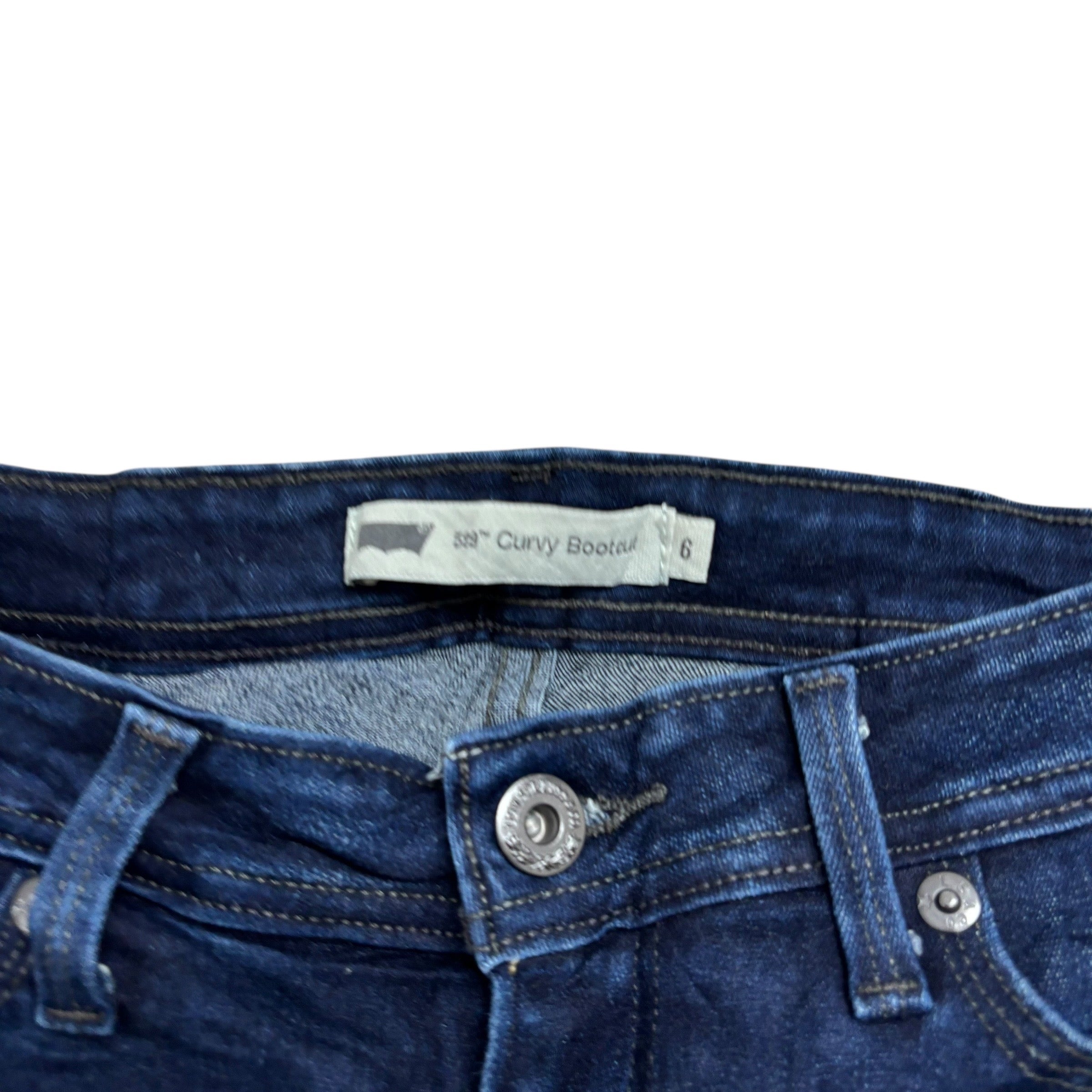 Levis 529 Jeans W28 L30 Womens Curvy Bootcut Dark Blue Stretch Denim (E)