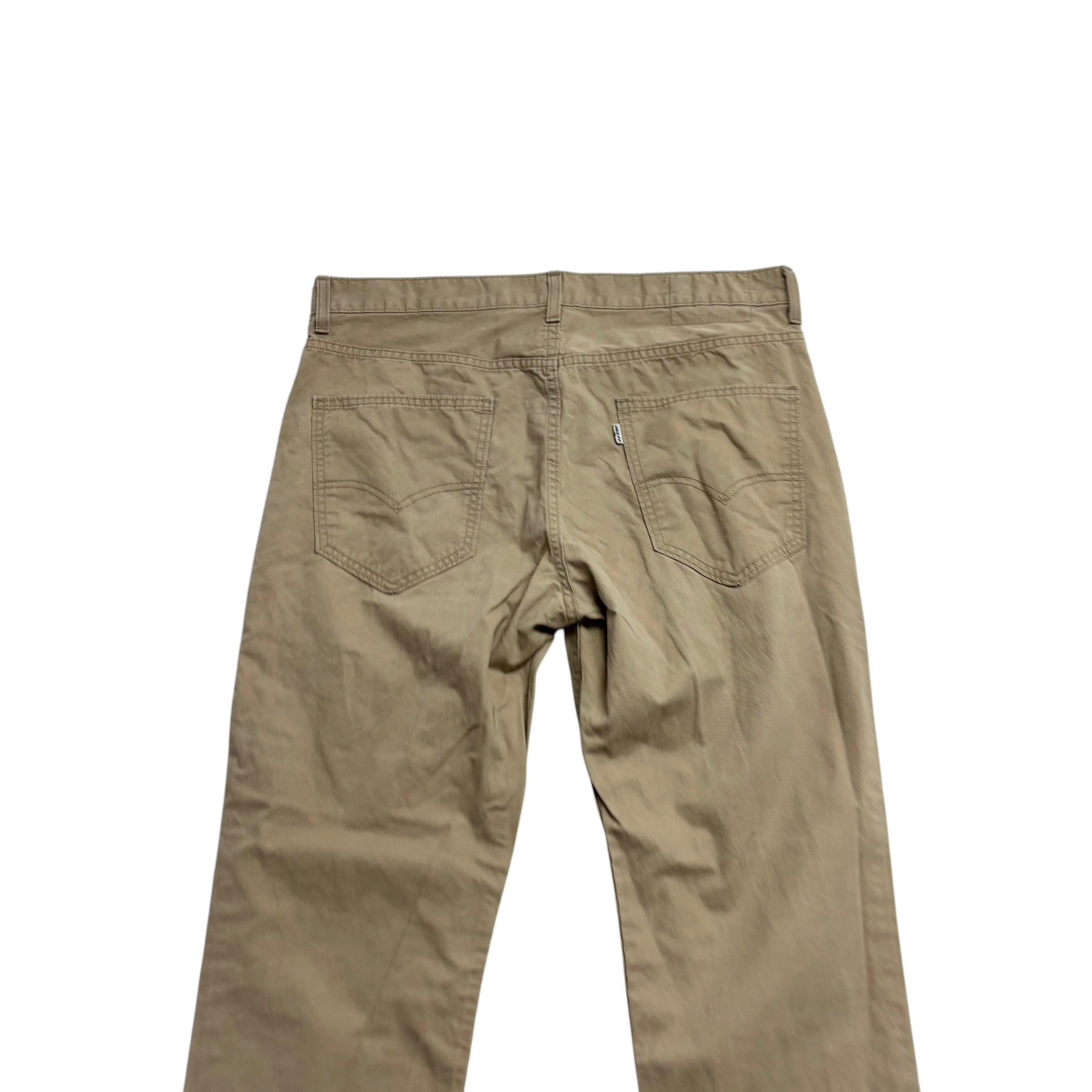 Levis Trousers W34 L32 Mens Beige Regular Tapered Fit Cotton Pants
