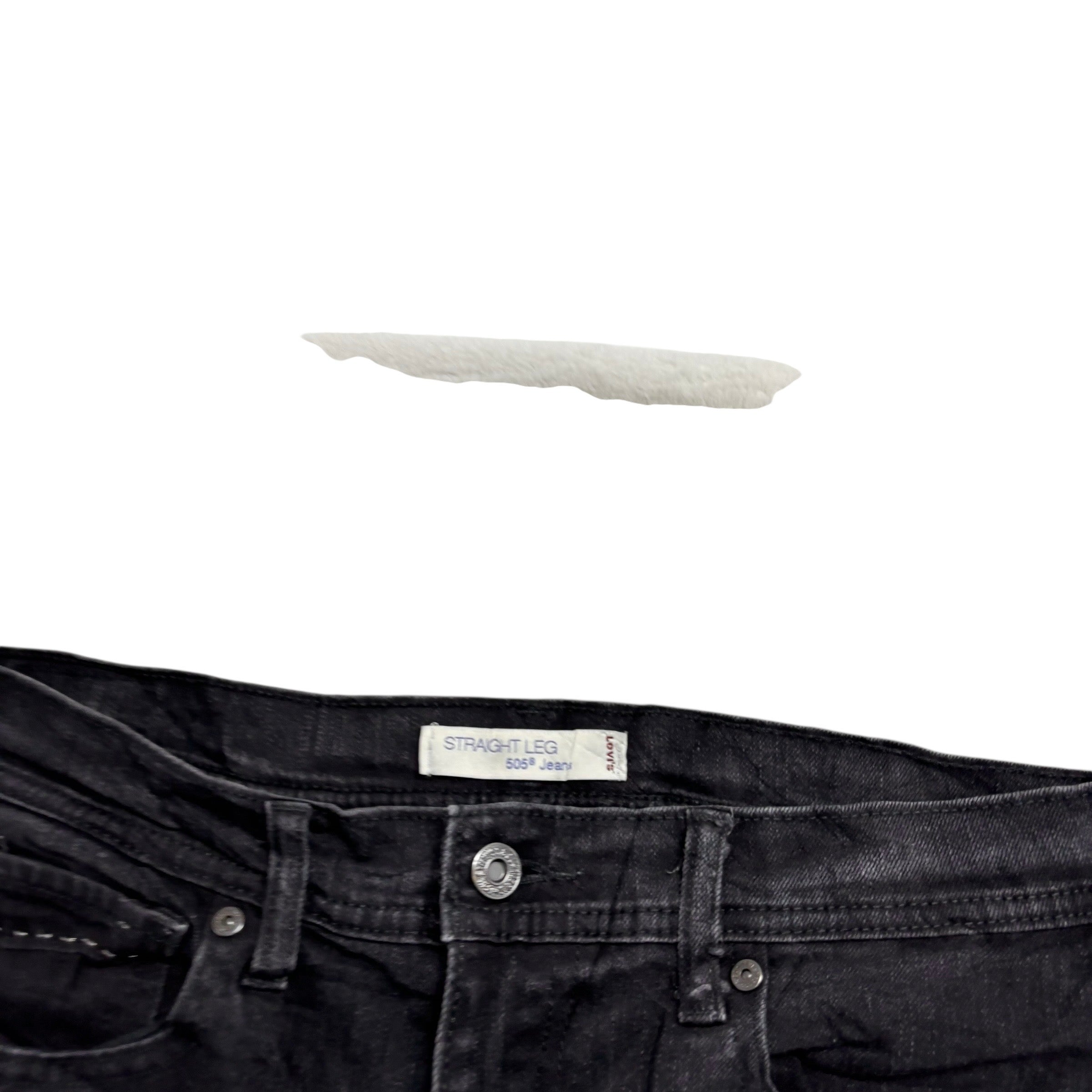 Levis 505 Jeans W30 L34 Womens Regular Straight Fit Black Stretch Y2K (E)