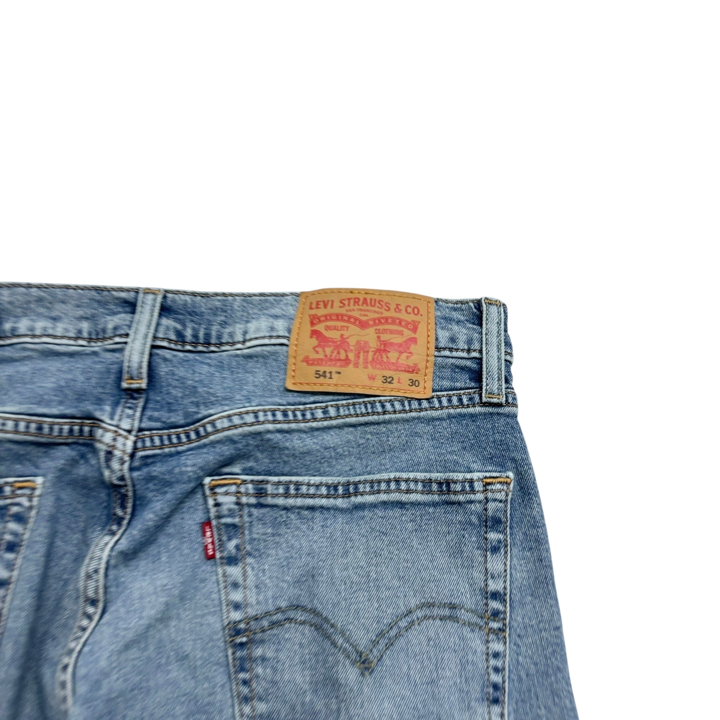 Levis 541 Jeans W32 L30 Mens Mid Blue Athletic Tapered Fit Stretch Denim