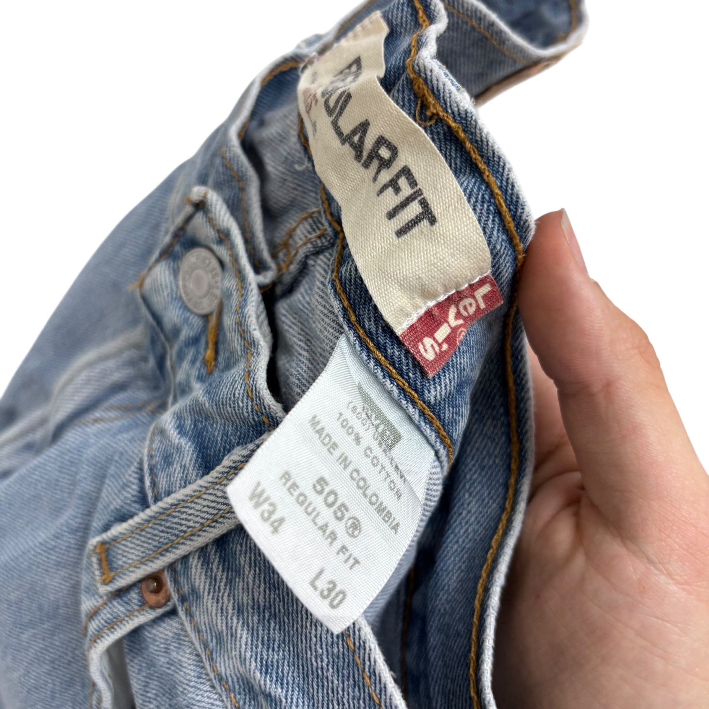 Levis 505 Jeans W33 L30 Mens Light Blue Regular Straight Fit Vintage Denim (E)