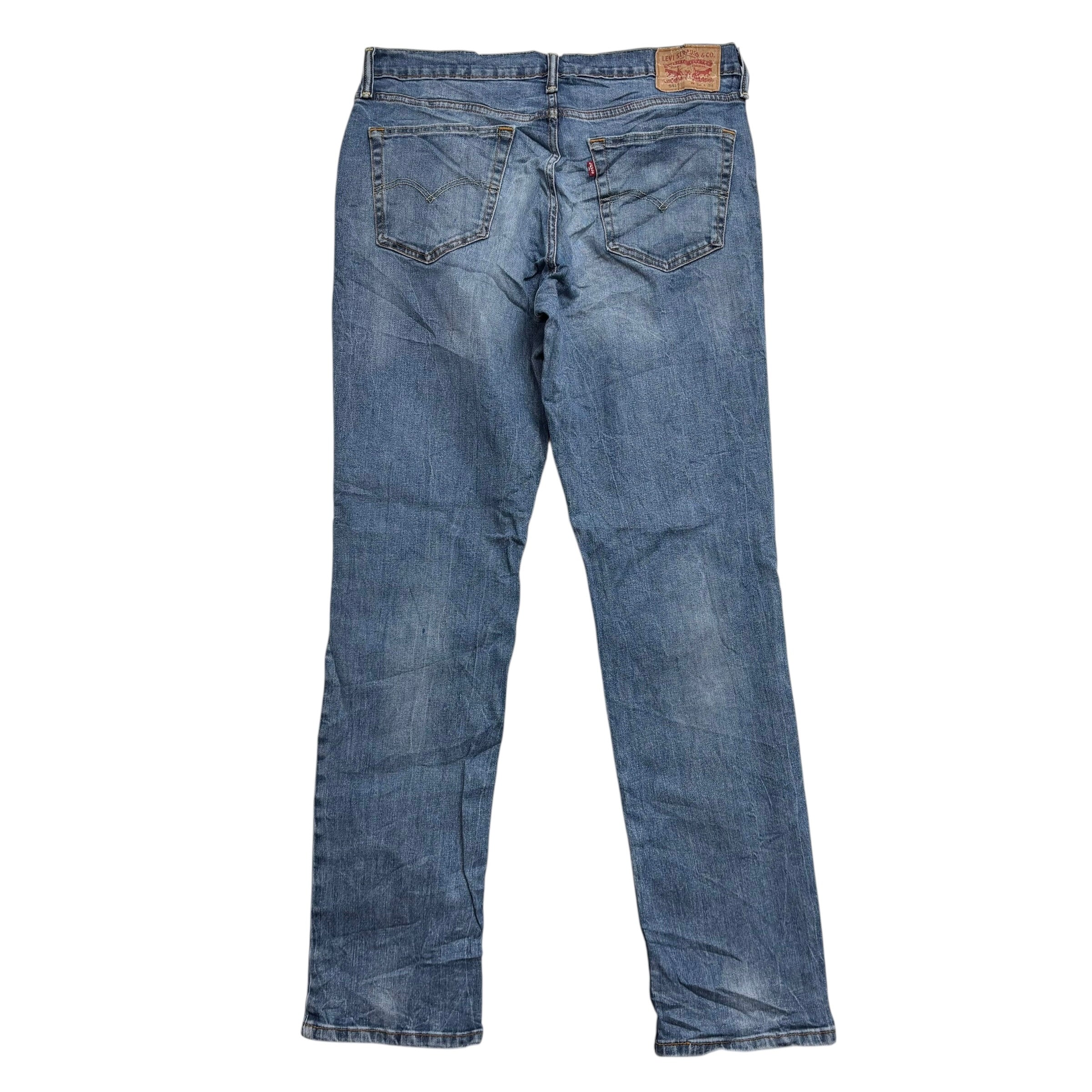 Levis 541 Jeans W34 L34 Mens Mid Blue Athletic Tapered Fit Stretch Denim (F)