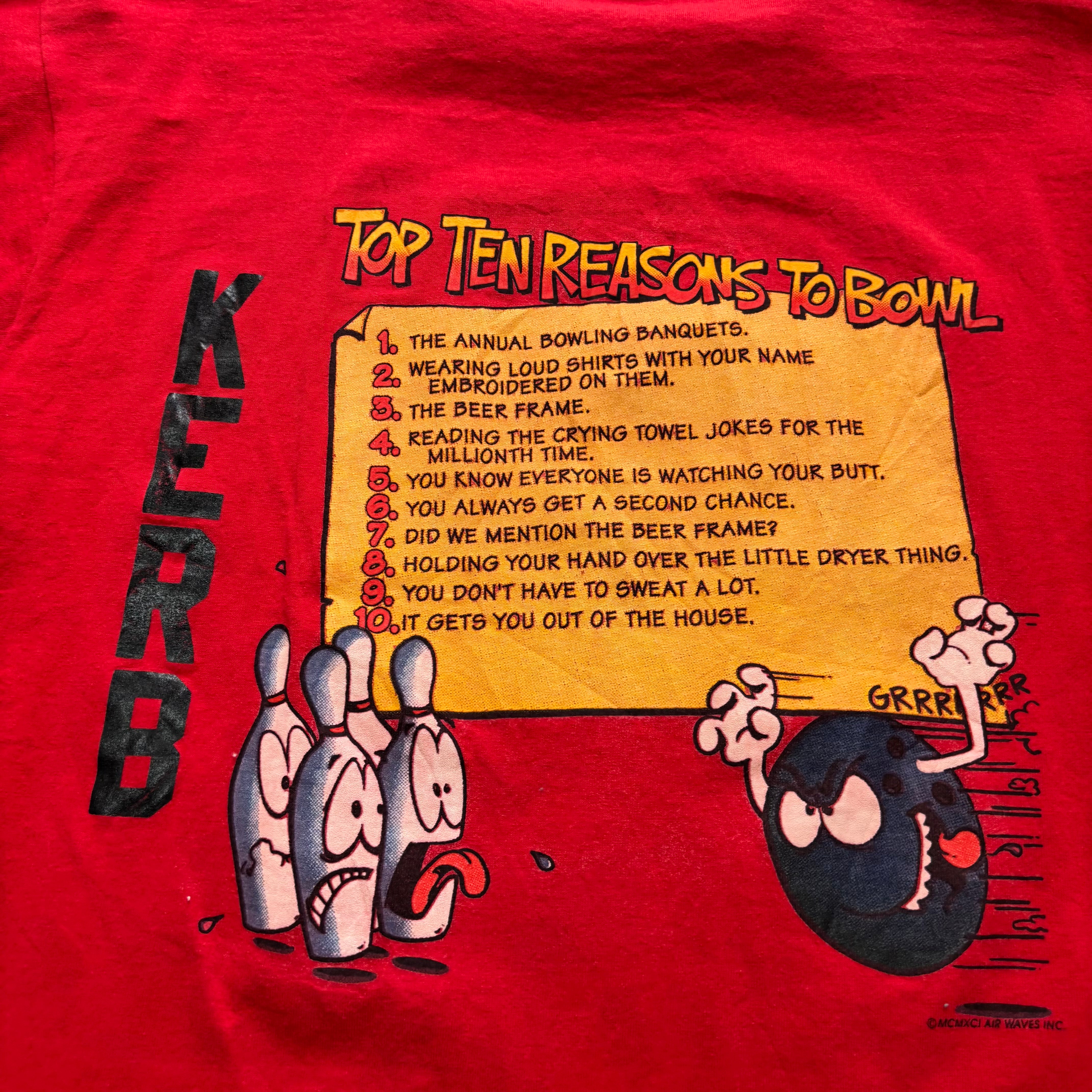 Vintage T Shirt Mens Large Red Single Stitch Graphic Print 90s College (E)