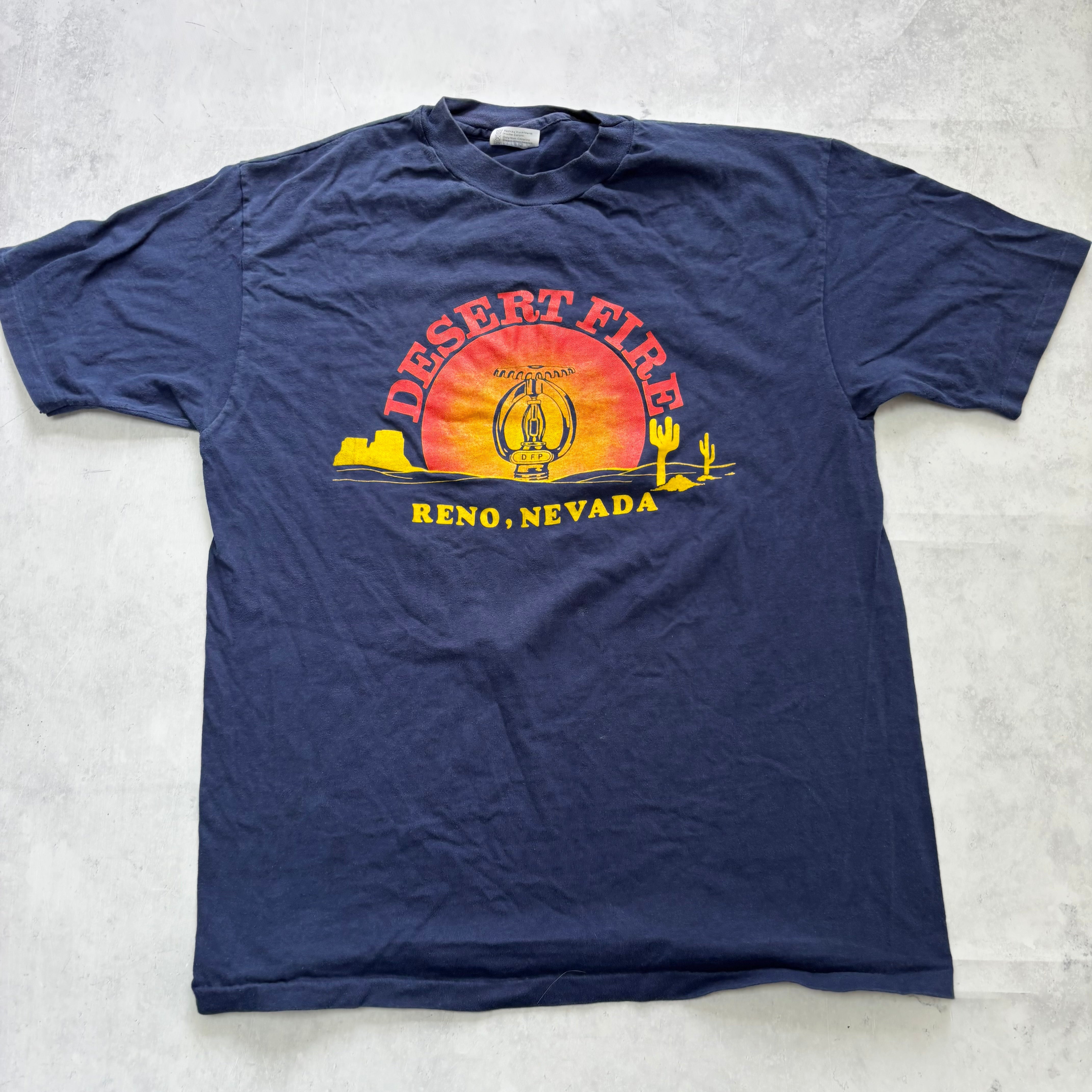 Vintage T Shirt Mens Large Navy Blue Single Stitch Graphic Print 90s USA
