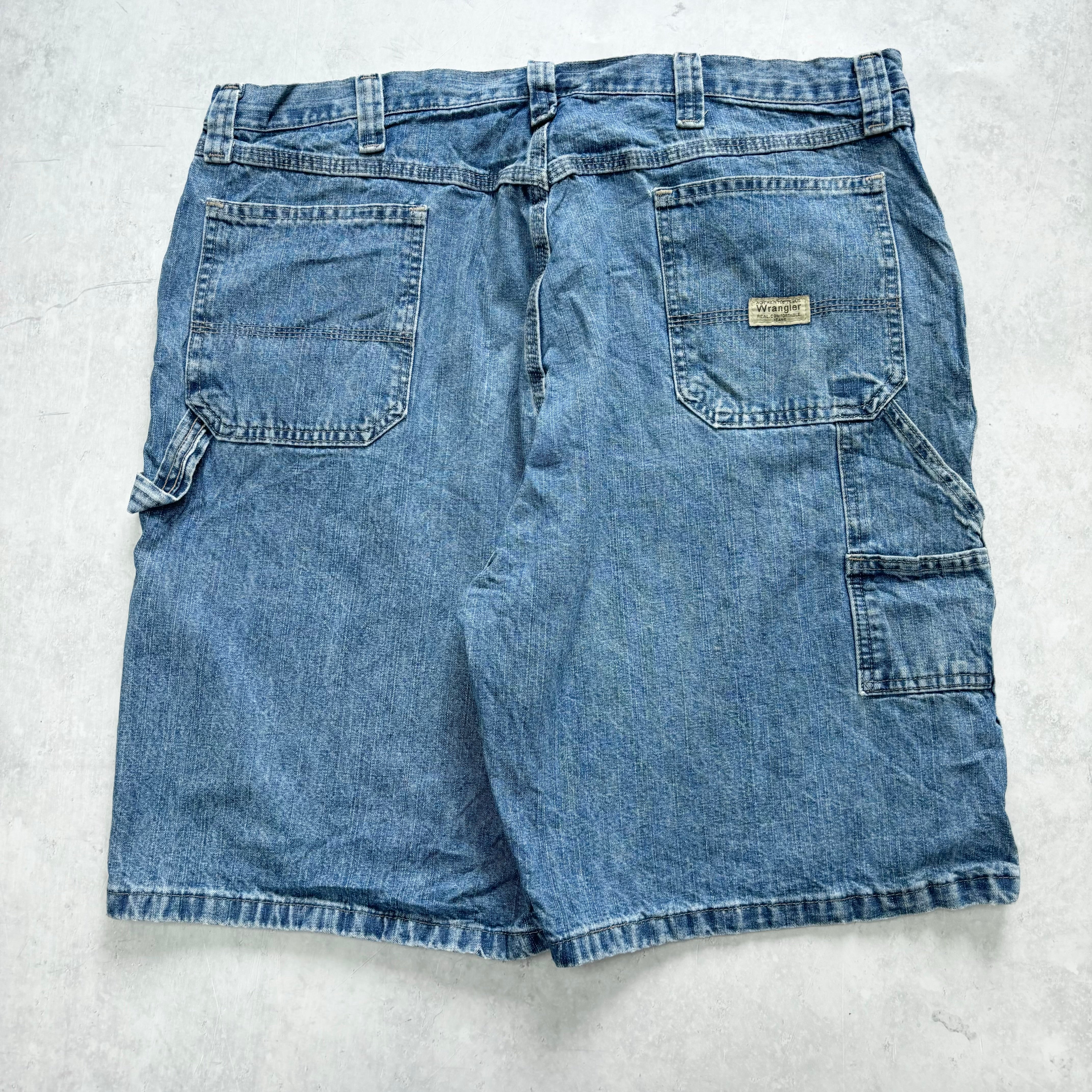 Vintage Wrangler Jorts W40 Mens Denim Shorts Mid Blue Baggy Relaxed Carpenter