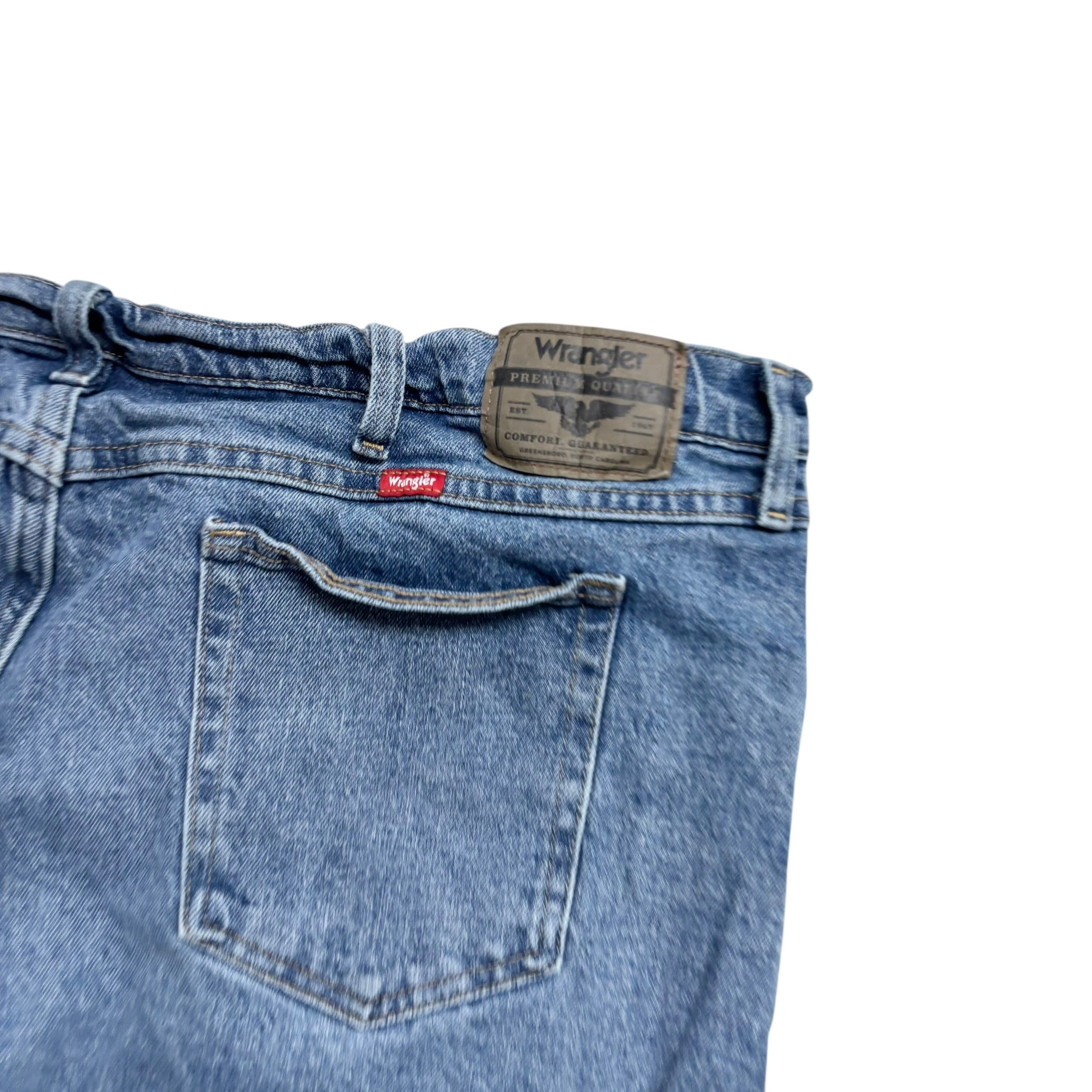 Wrangler Jeans W42 L30 Mens Mid Blue Regular Straight Fit Stretch Denim