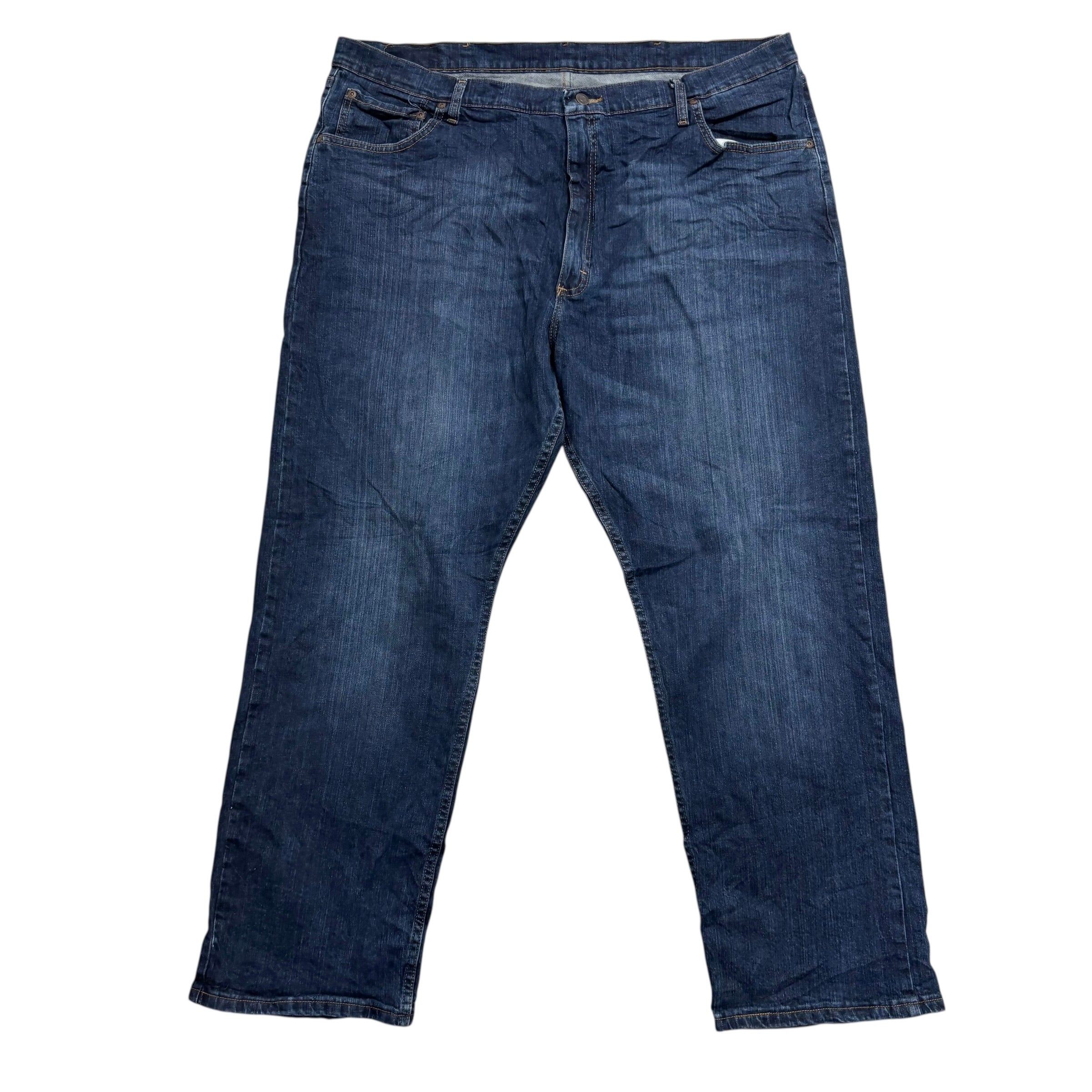 Wrangler Jeans W42 L30 Mens Dark Blue Relaxed Straight Fit Stretch Denim (E)