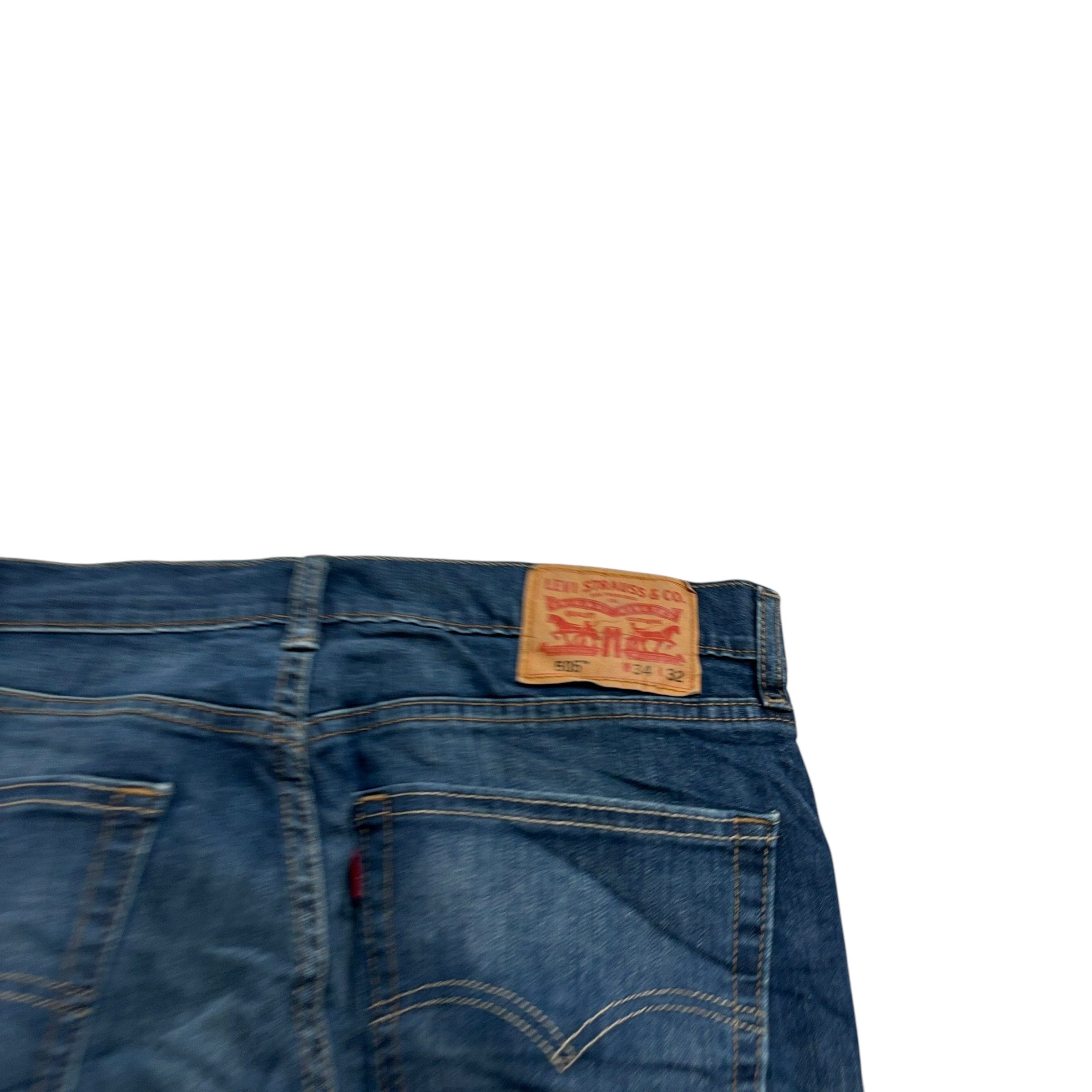 Levis 505 Jeans W34 L32 Mens Dark Blue Regular Straight Fit Stretch Denim