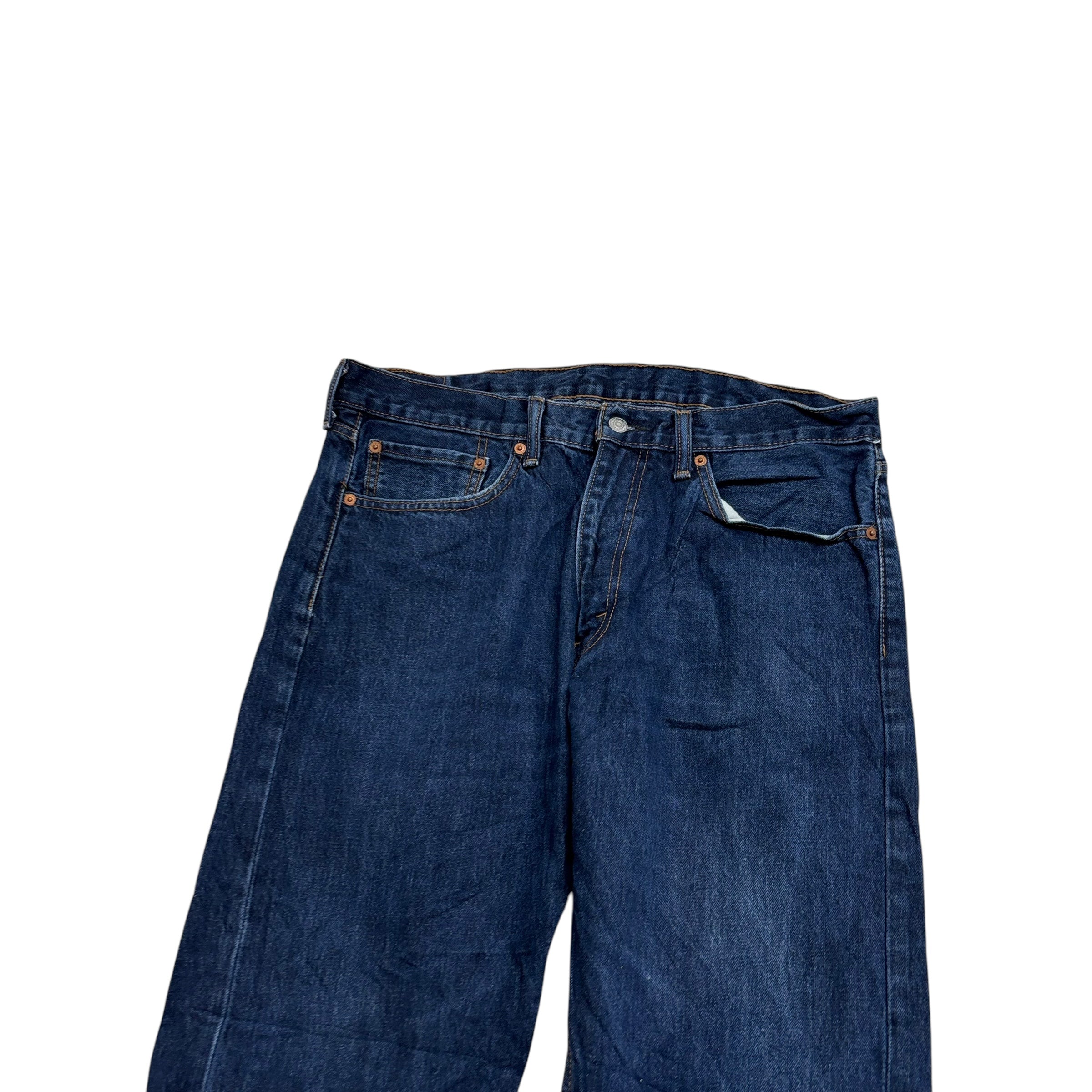 Levis 505 Jeans W36 L32 Mens Dark Blue Regular Straight Fit Denim (E)