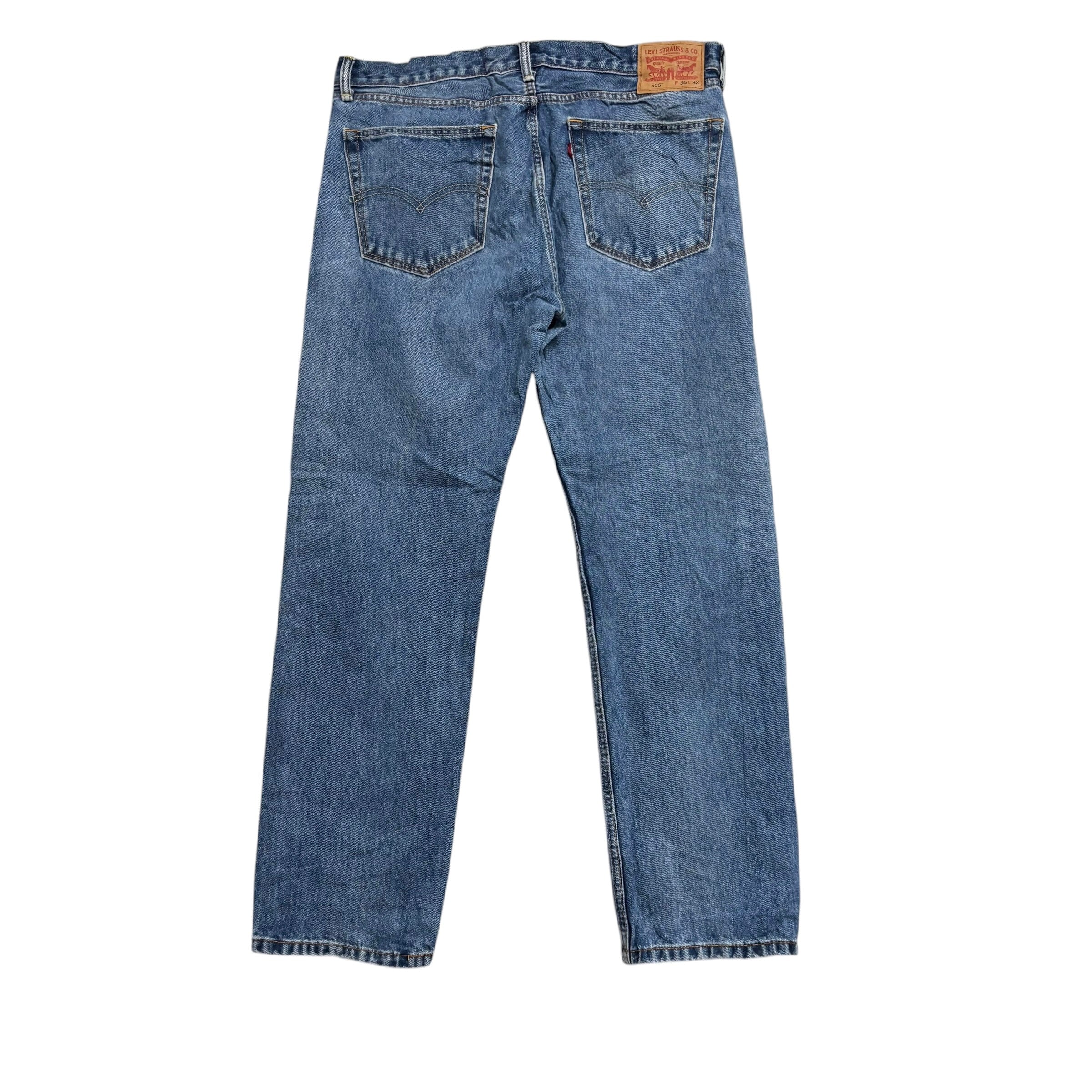 Levis 505 Jeans W36 L32 Mens Mid Blue Regular Straight Fit Denim