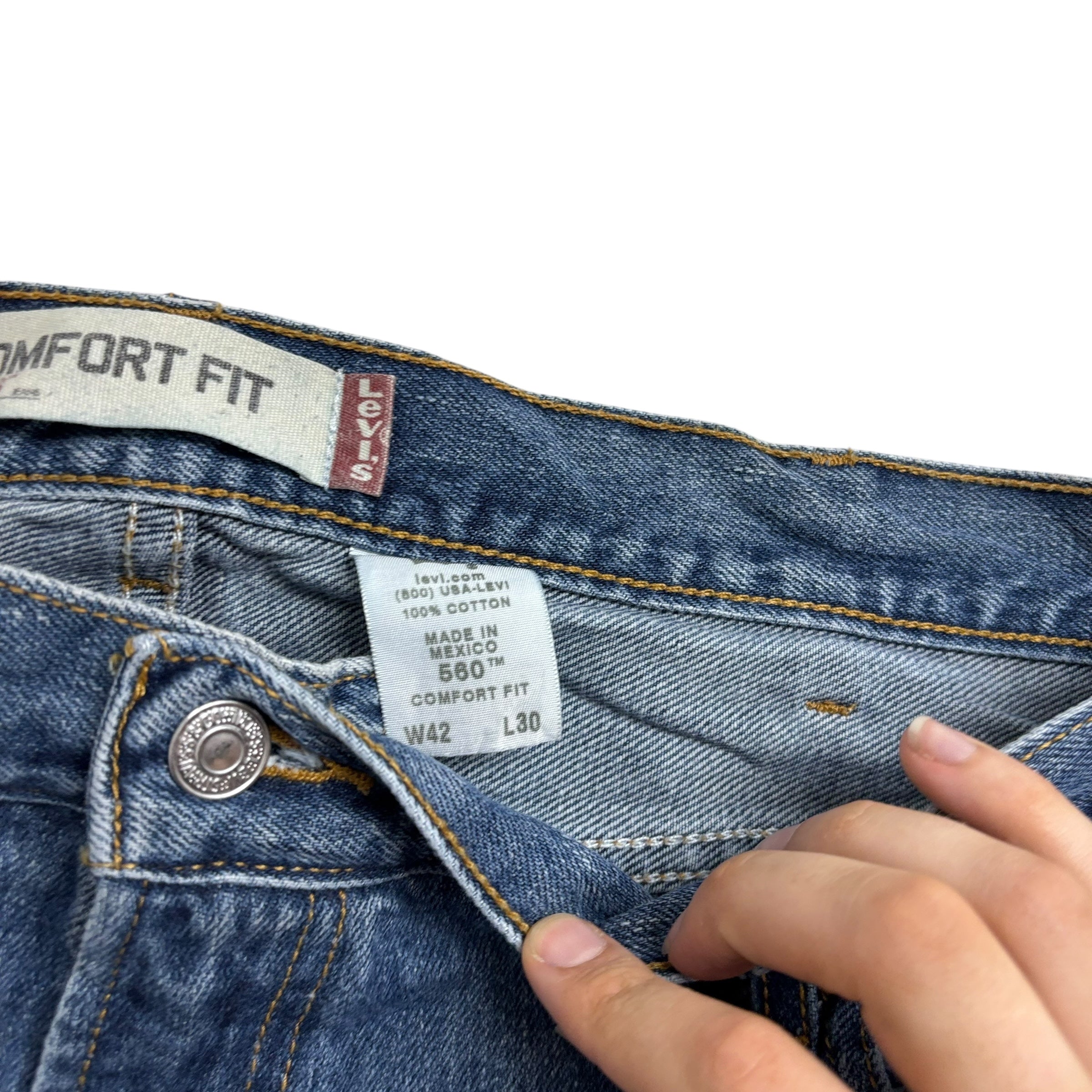 Levis 560 Jeans W42 L30 Mens Mid Blue Baggy Relaxed Comfort Vintage Denim (F)