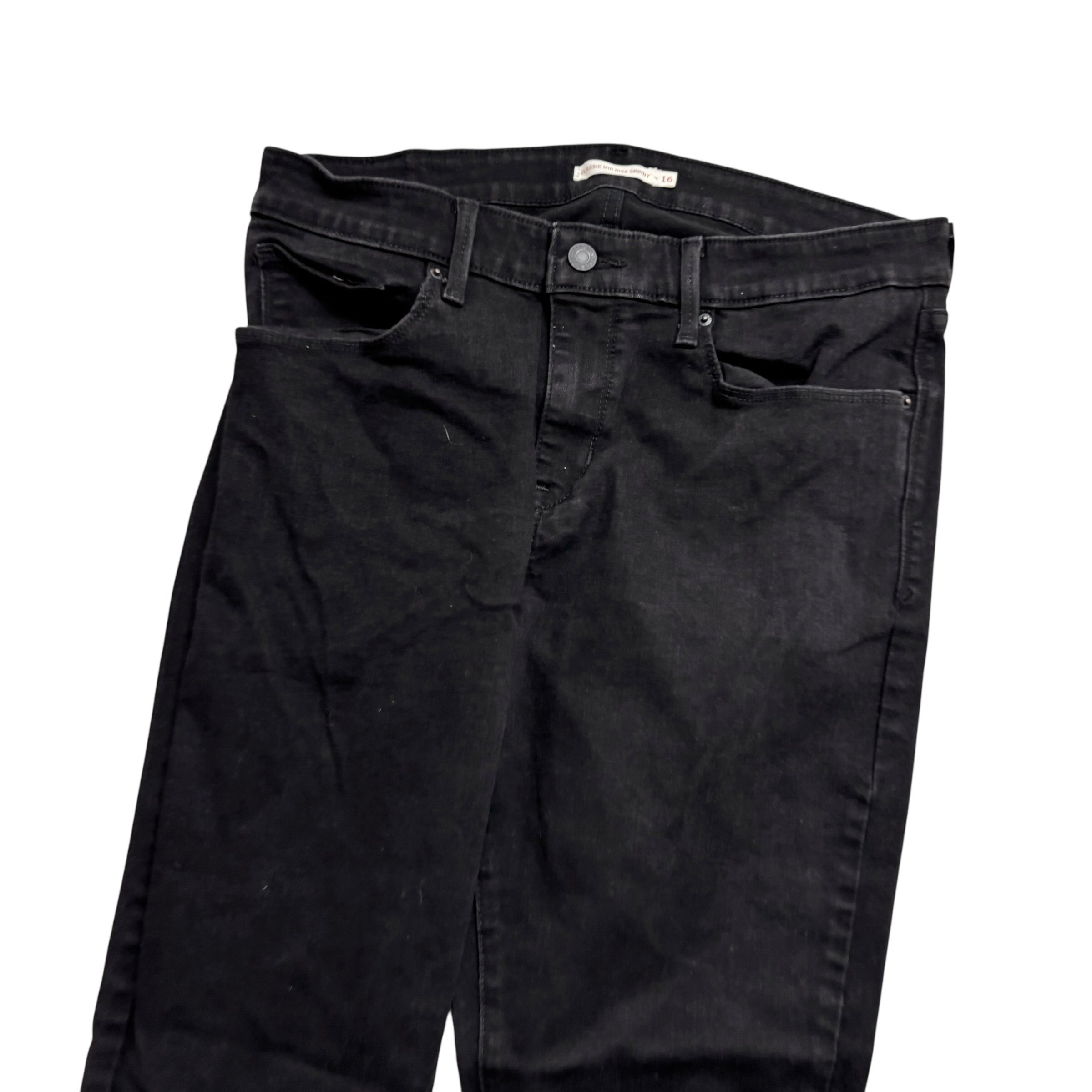 Levis Jeans W32 L27 Womens Mid Rise Skinny Fit Black Stretch Denim (E)