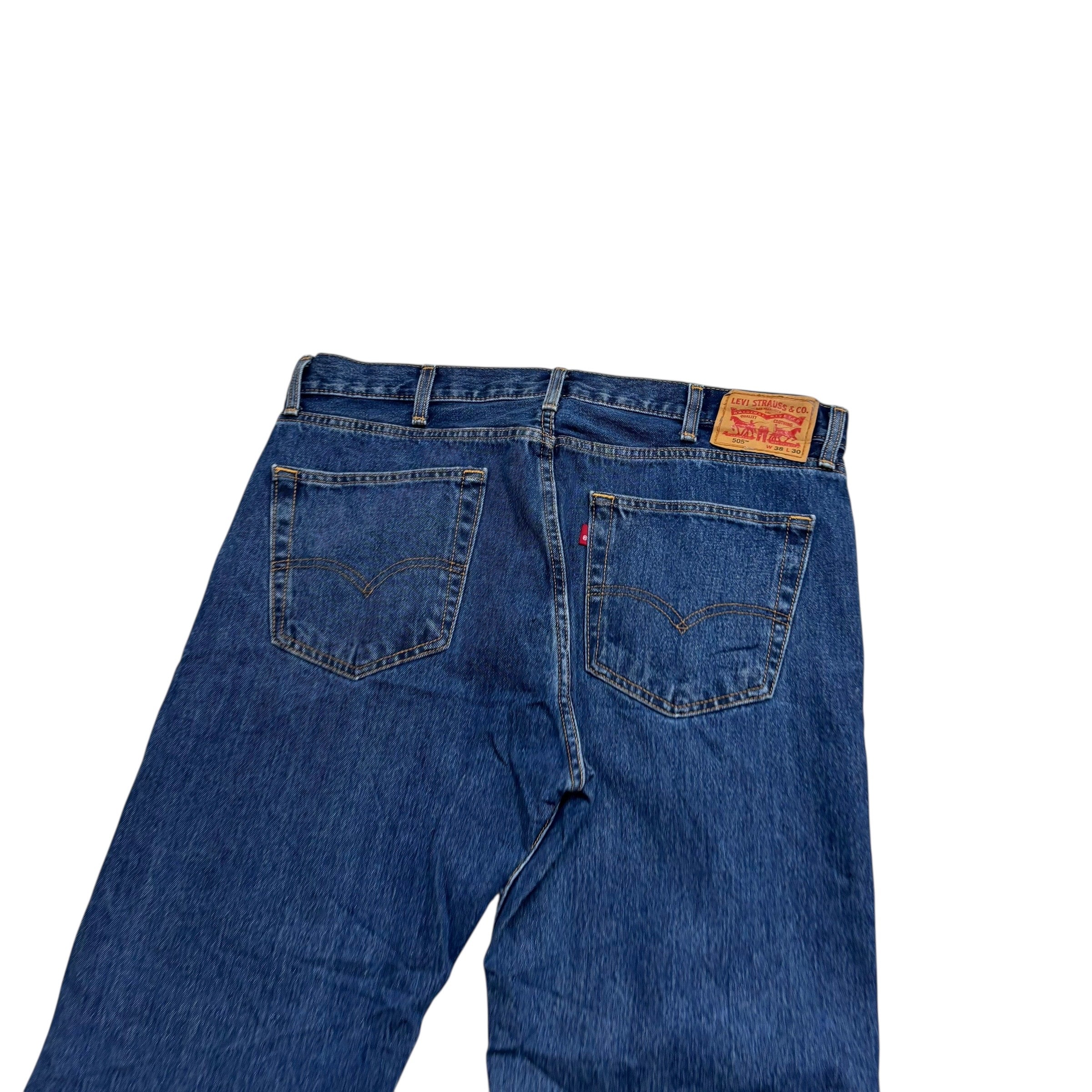 Levis 505 Jeans W38 L30 Mens Mid Blue Regular Straight Fit Denim (E)