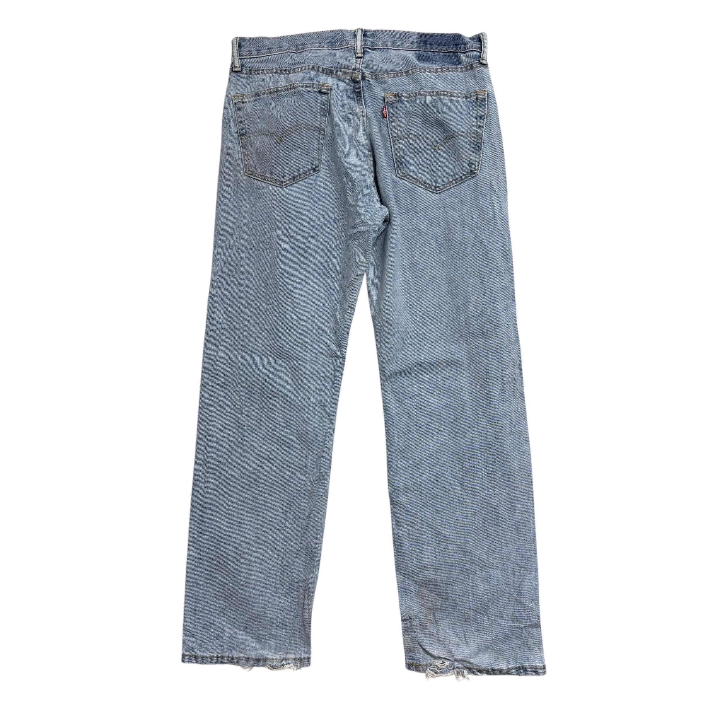 Levis 505 Jeans W34 L30 Mens Light Blue Regular Straight Fit Denim (F)