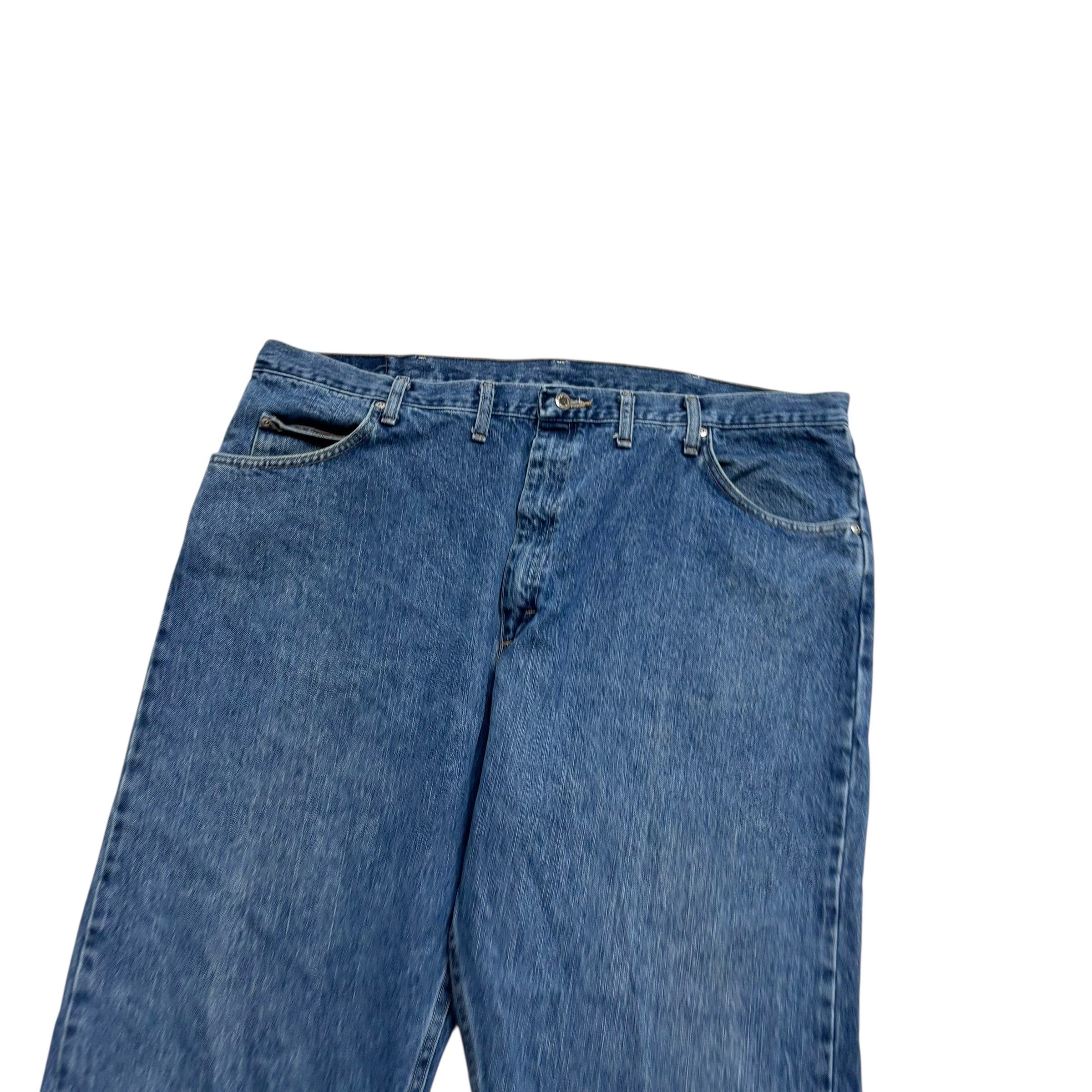 Wrangler Jeans W44 L29 Mens Mid Blue Relaxed Straight Fit Denim