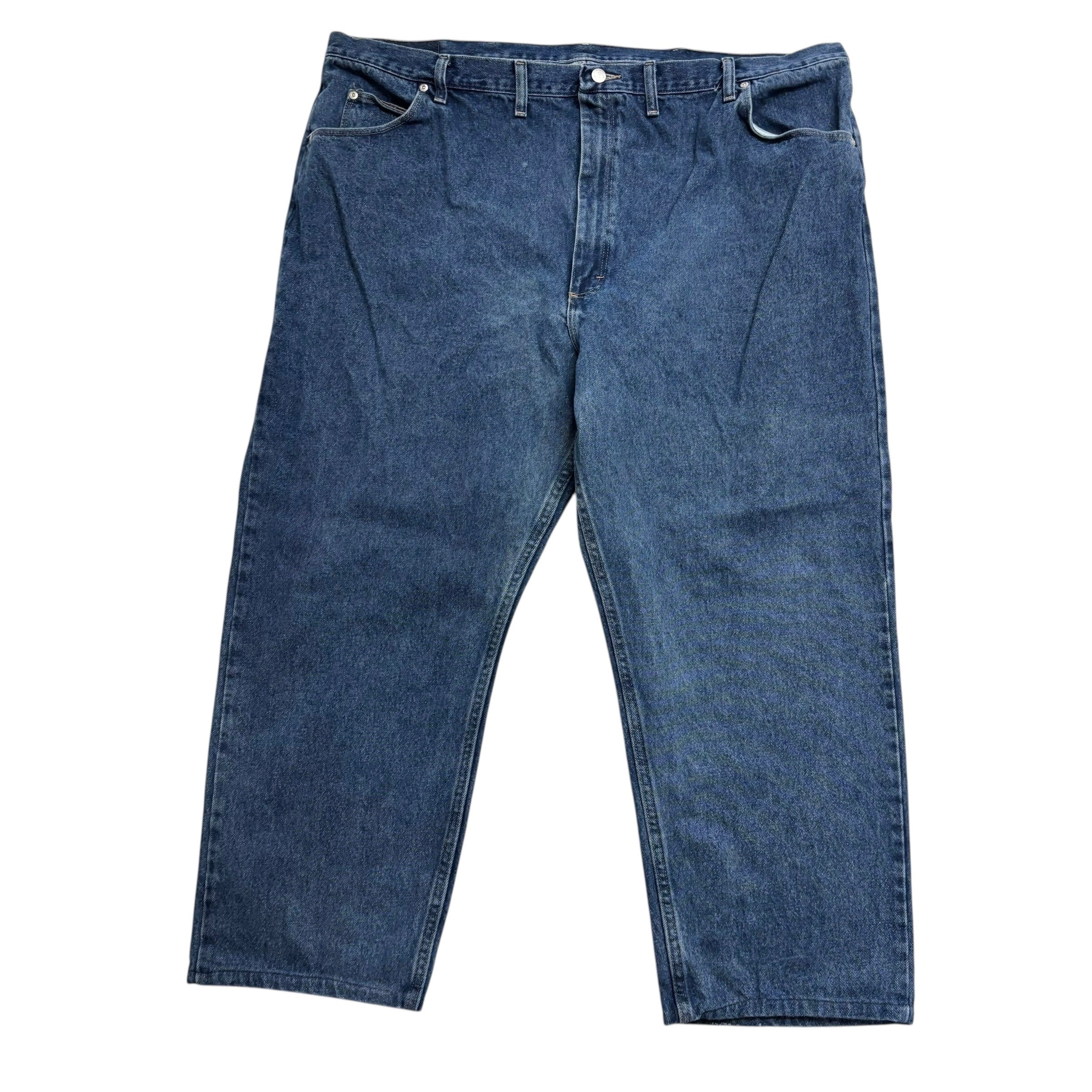 Wrangler Jeans W48 L28 Mens Mid Blue Relaxed Straight Fit Denim