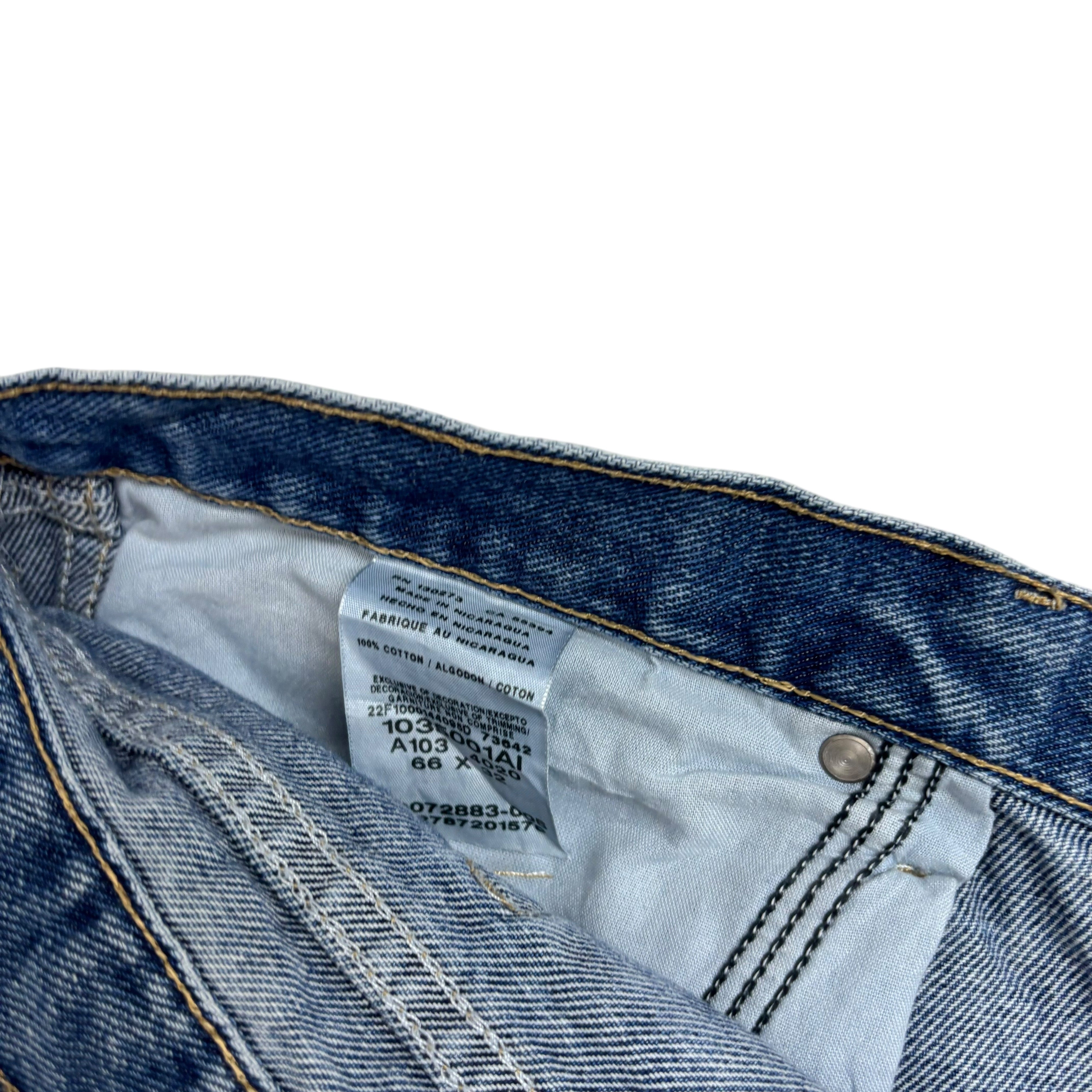 Wrangler Jeans W66 L32 Mens Mid Blue Regular Straight Fit Vintage Denim (E)