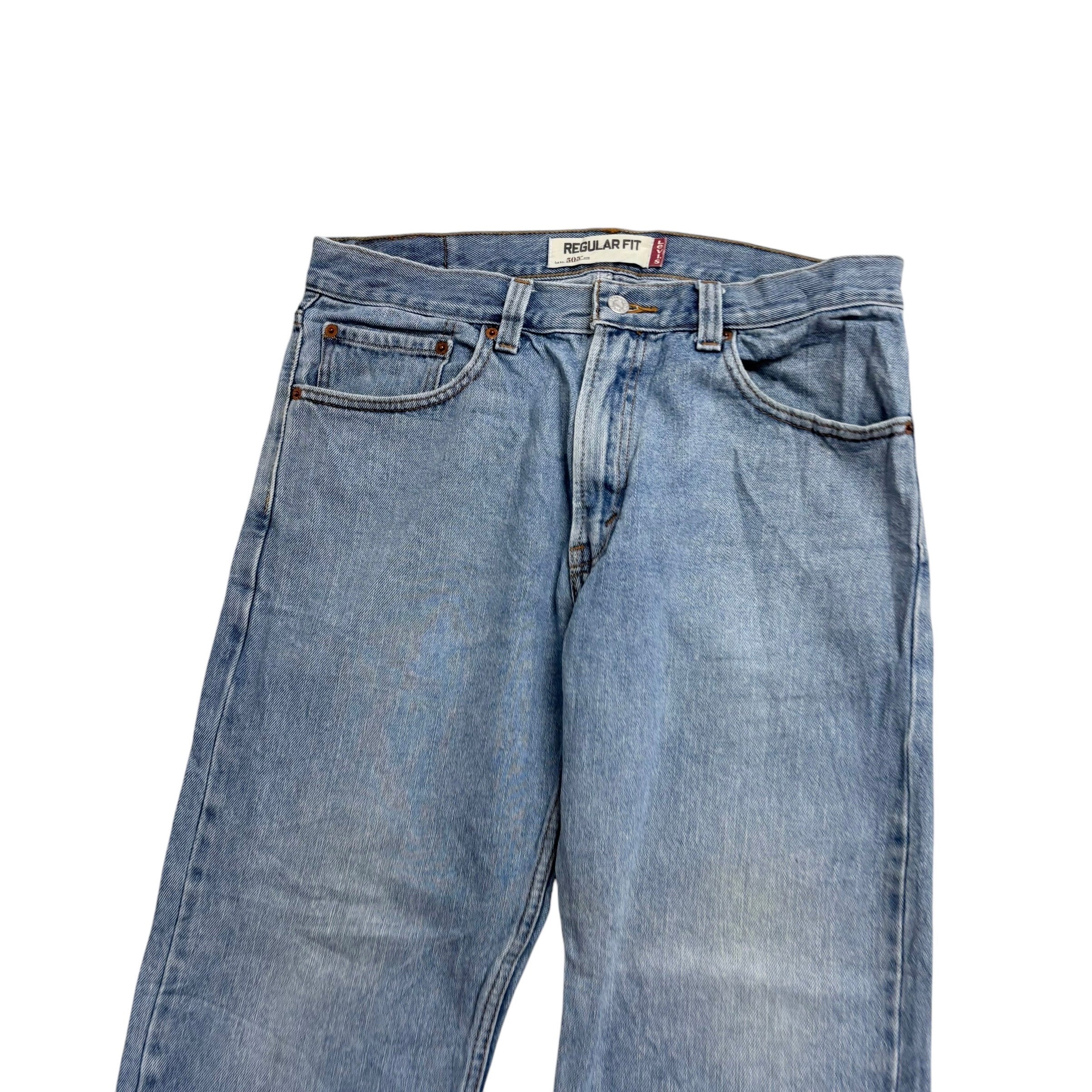 Levis 505 Jeans W34 L29 Mens Light Blue Regular Straight Fit Vintage Denim (E)