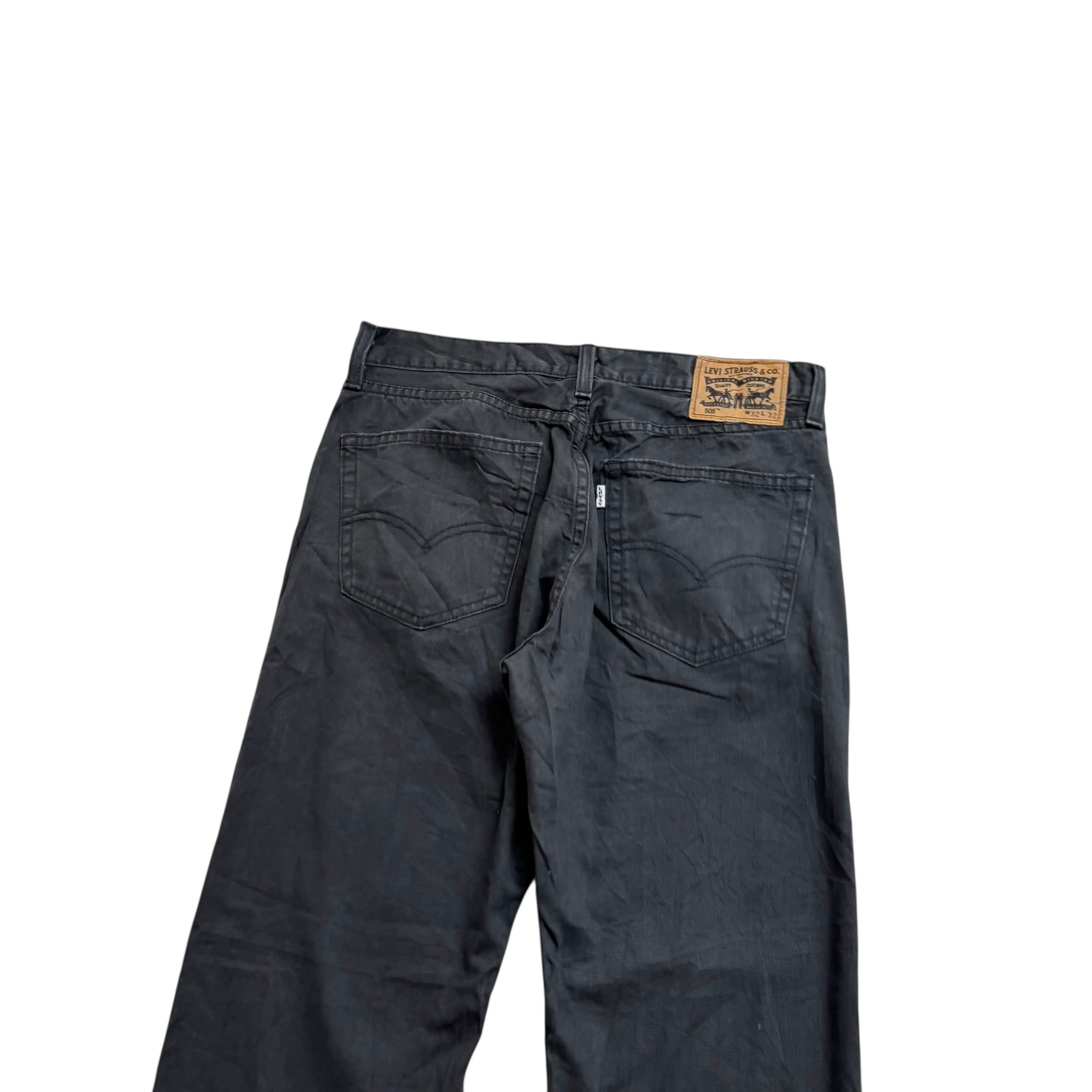 Levis 505 Trousers W32 L32 Mens Grey Regular Straight Fit Cotton Pants (E)