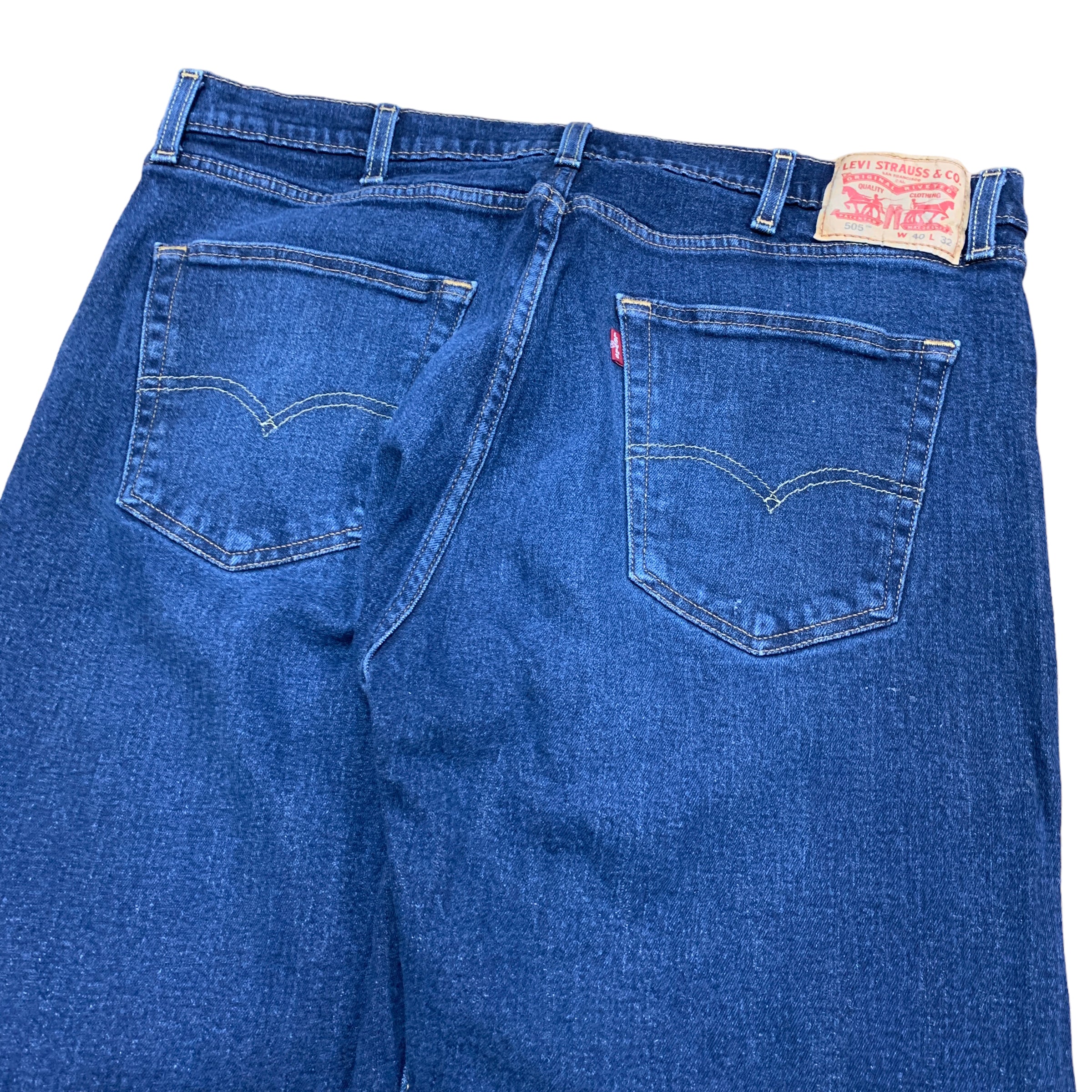 Levis 505 Jeans W40 L32 Mens Blue Regular Straight Fit Stretch Denim