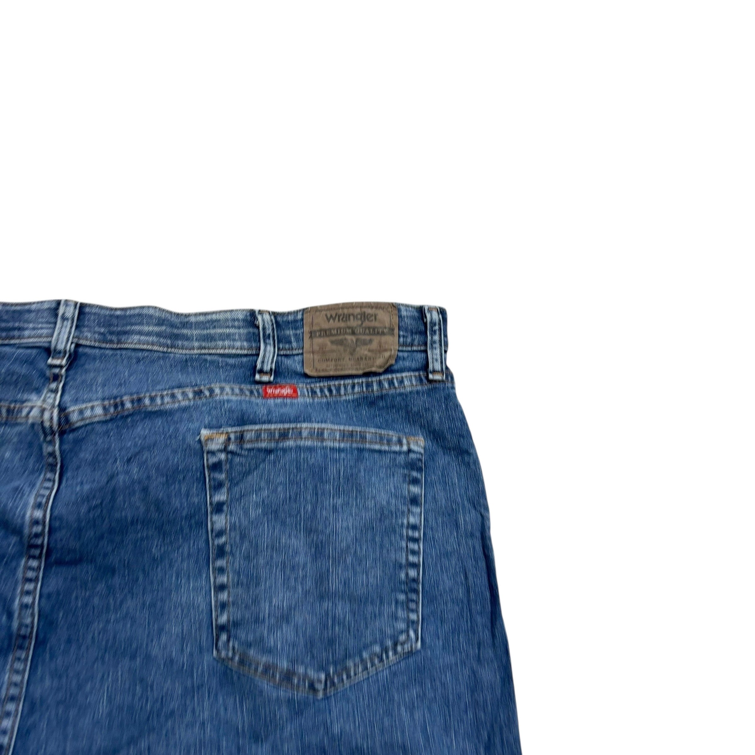 Wrangler Jeans W44 L30 Mens Mid Blue Regular Straight Fit Stretch Denim (E)