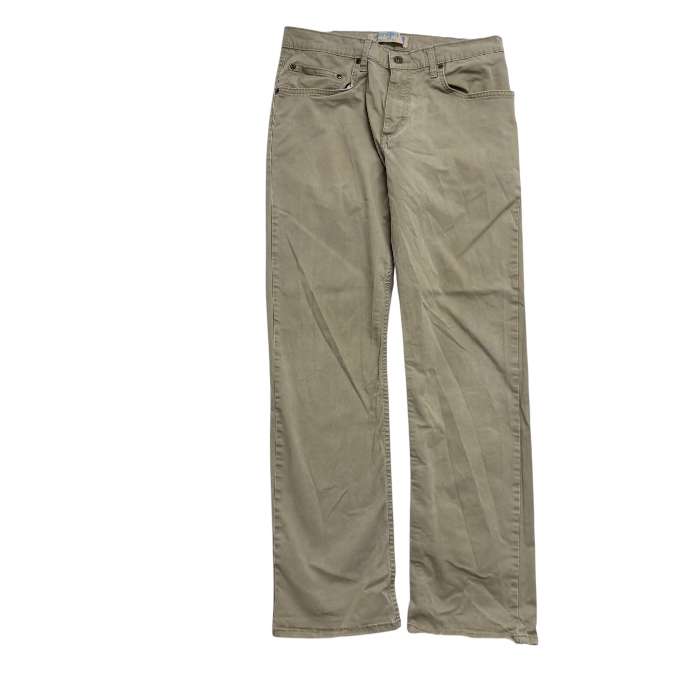 Wrangler Trousers W32 L30 Mens Khaki Regular Straight Fit Stretch Pants