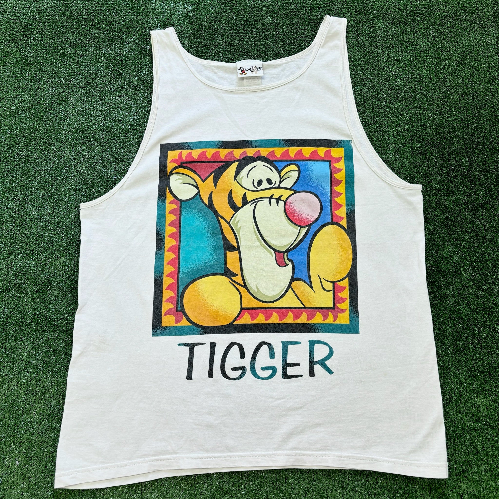 Vintage T Shirt Mens XL Vest White Graphic Print 90s USA Disney