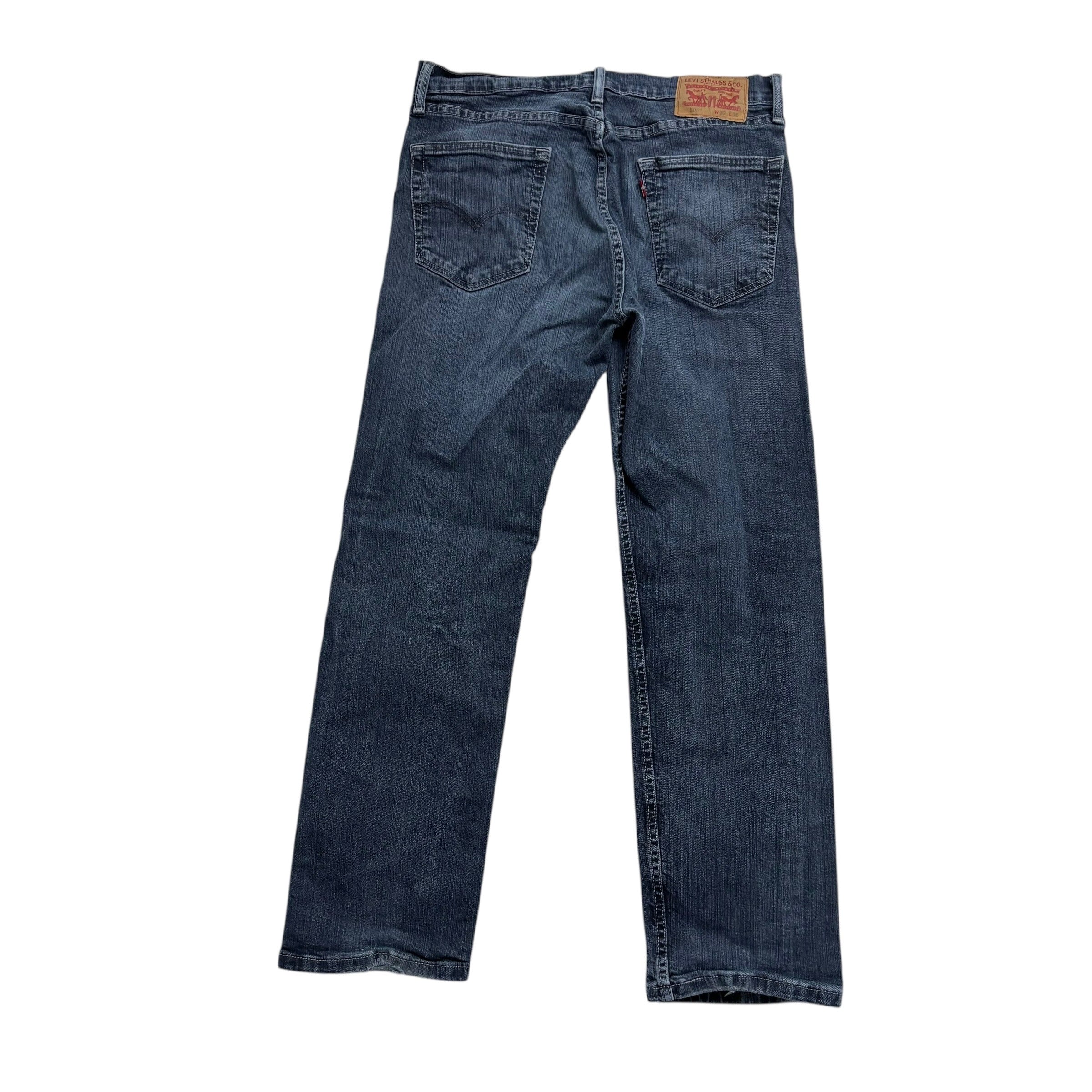 Levis 505 Jeans W32 L30 Mens Navy Blue Regular Straight Fit Stretch Denim (F)