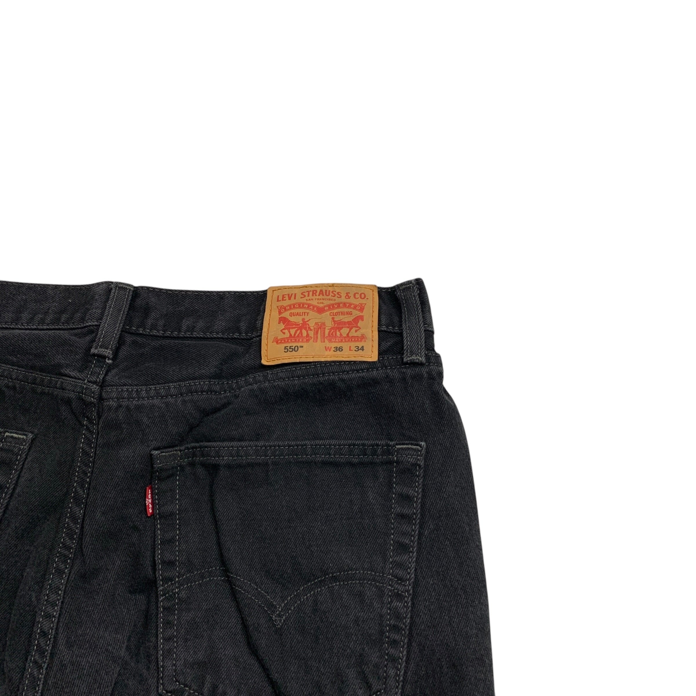 Levis 550 Jeans W36 L34 Mens Black Baggy Relaxed Straight Fit Denim