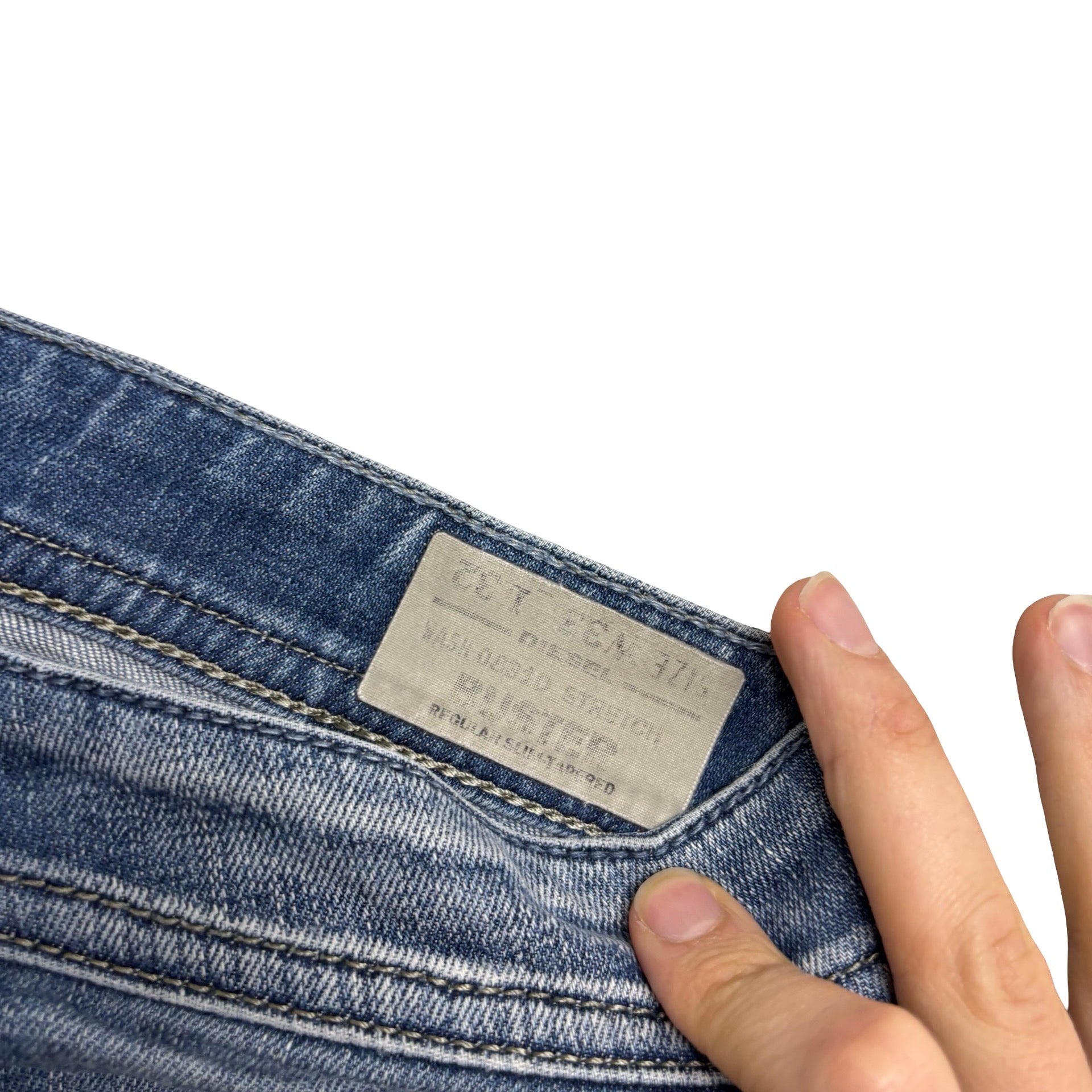 Diesel Buster Jeans W33 L32 Mens Mid Blue Slim Tapered Fit Stretch Denim (E)