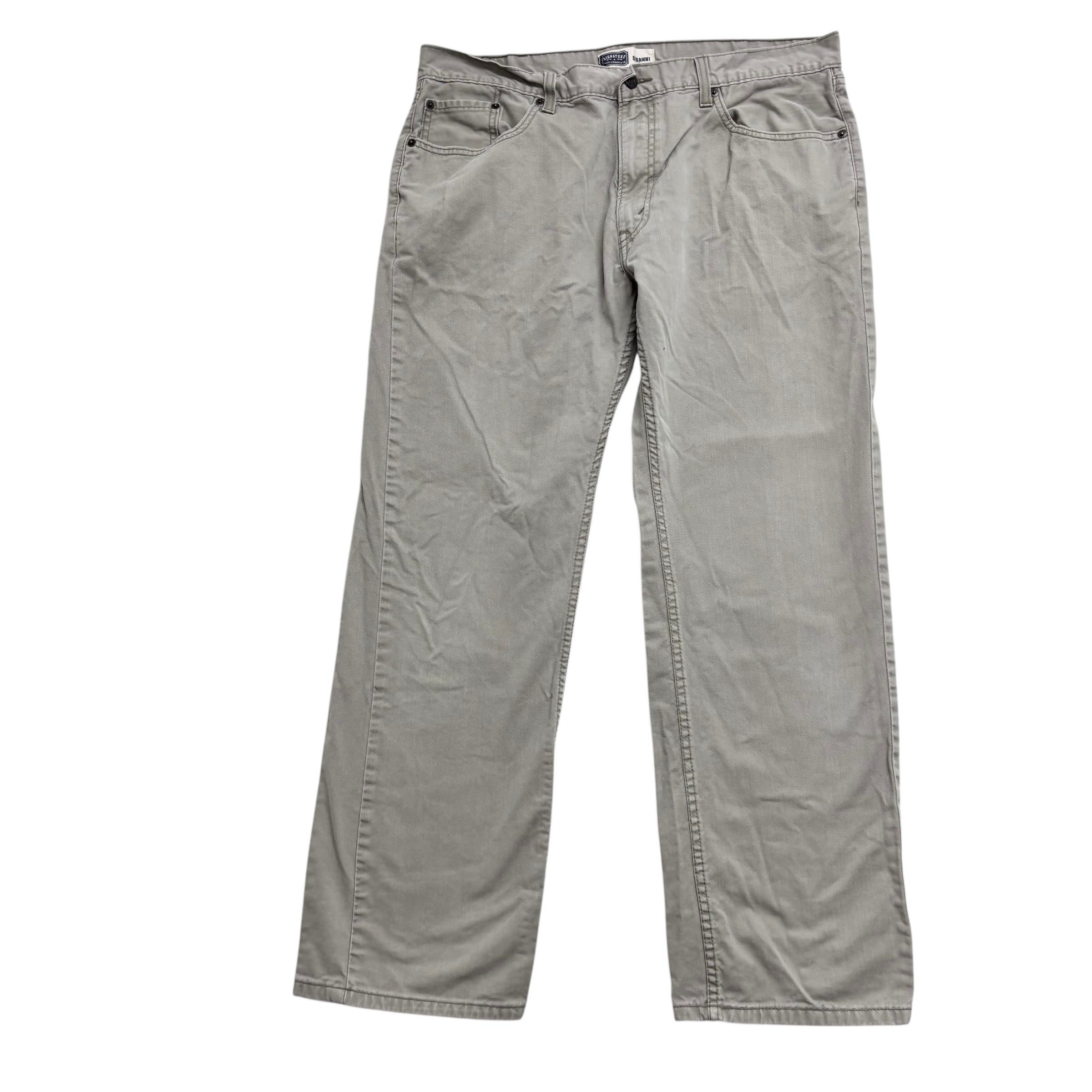 Levis Signature Trousers W38 L31 Mens Grey Relaxed Straight Vintage Pants (E)