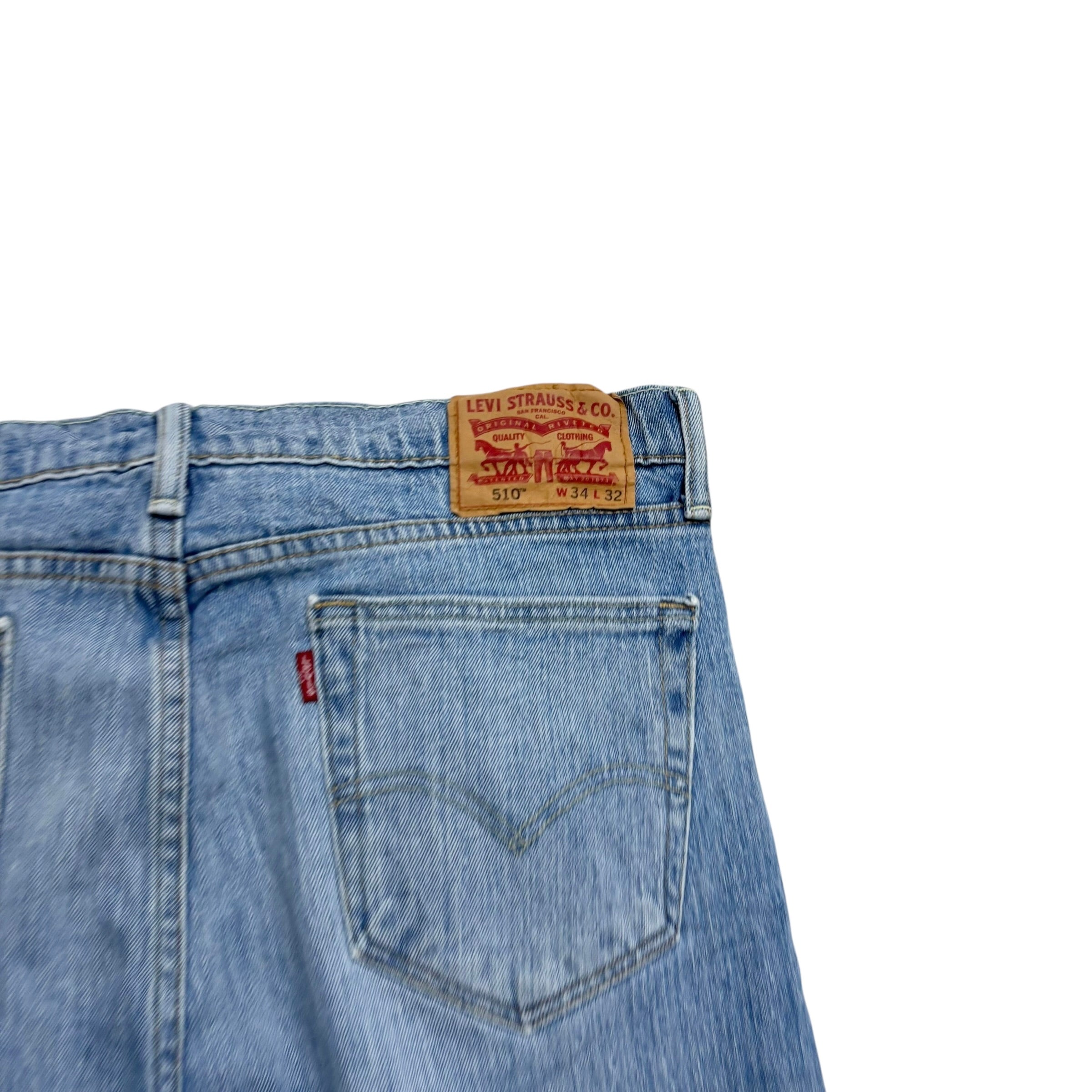 Levis 510 Jeans W34 L32 Mens Light Blue Skinny Fit Stretch Denim