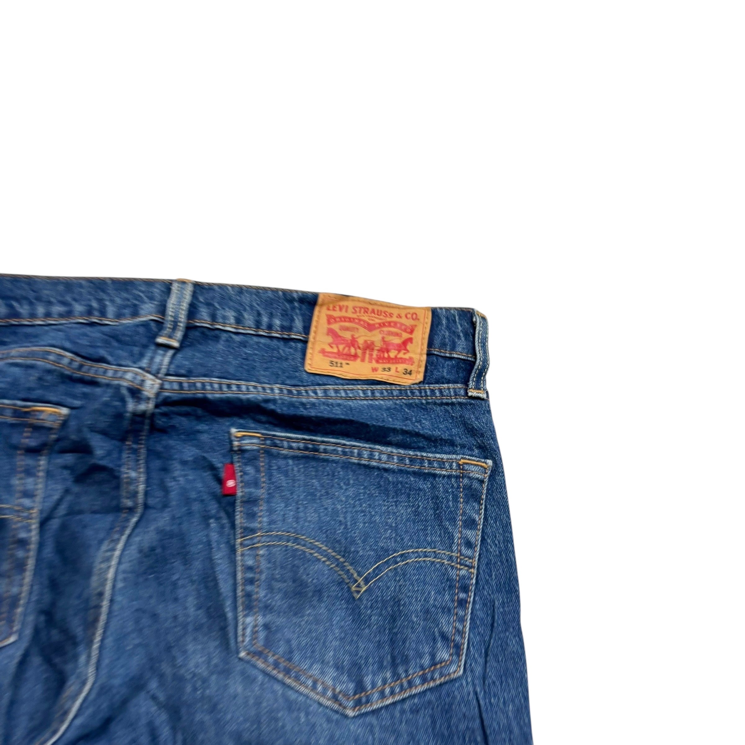 Levis 511 Jeans W33 L34 Mens Mid Blue Slim Fit Stretch Denim (E)